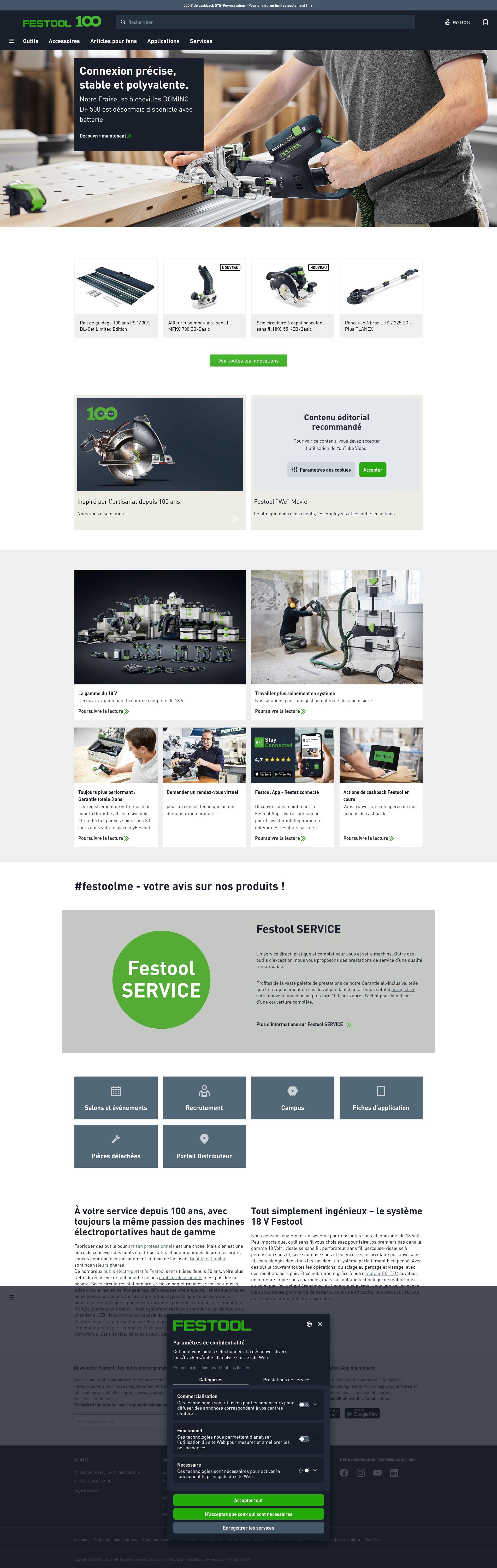 Screenshot of festool.fr