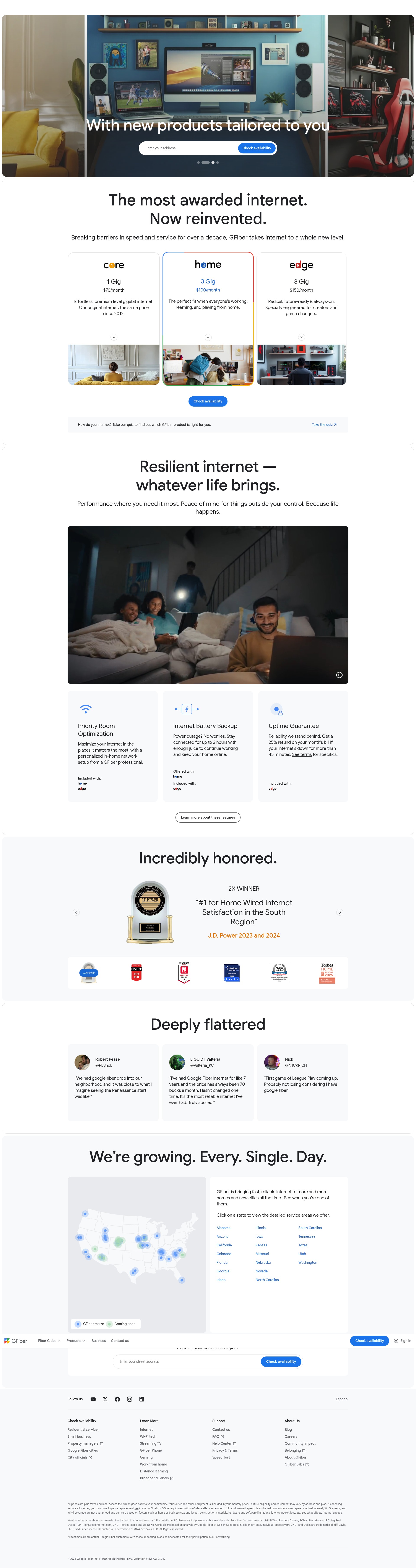 Screenshot of fiber.google.com