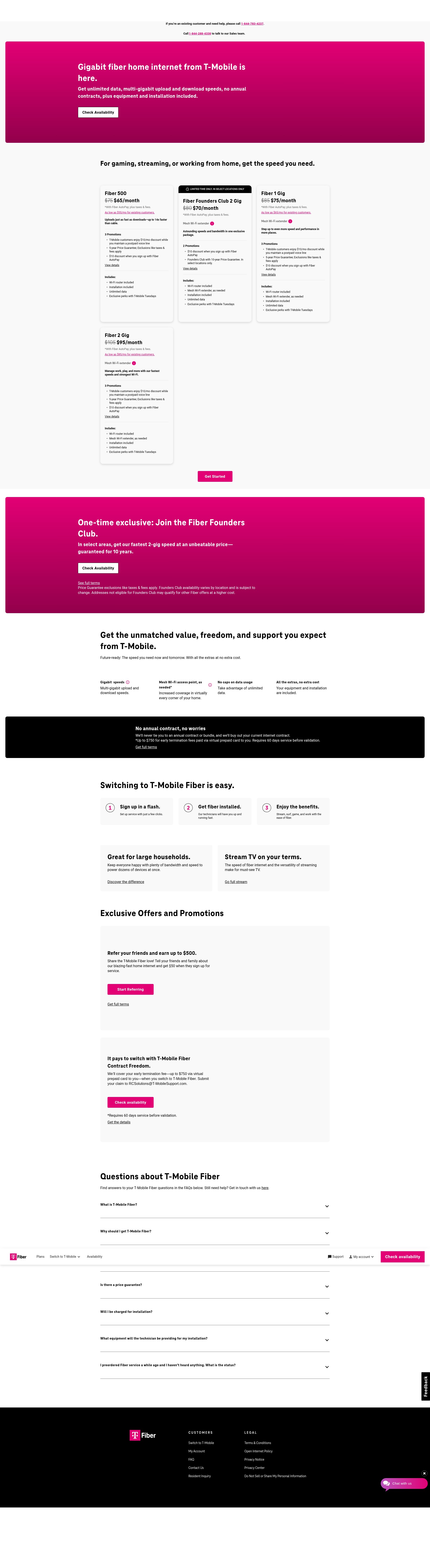 Screenshot of fiber.t-mobile.com