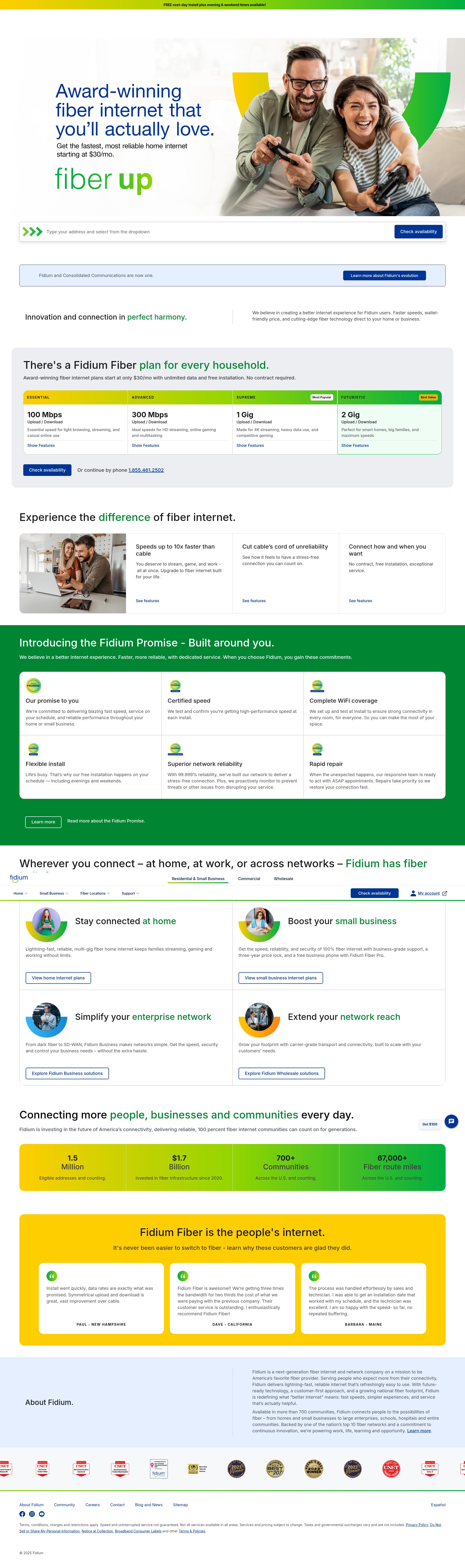 Screenshot of fidiumfiber.com