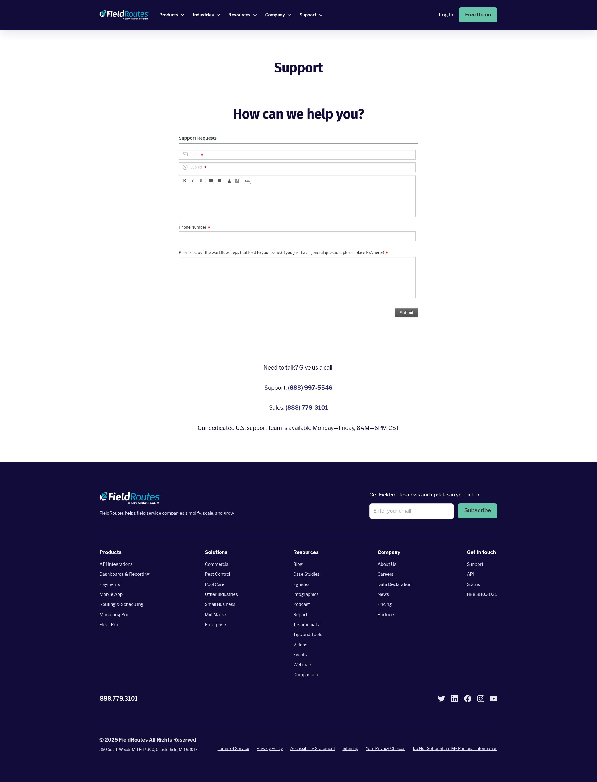 Screenshot of fieldroutes.com