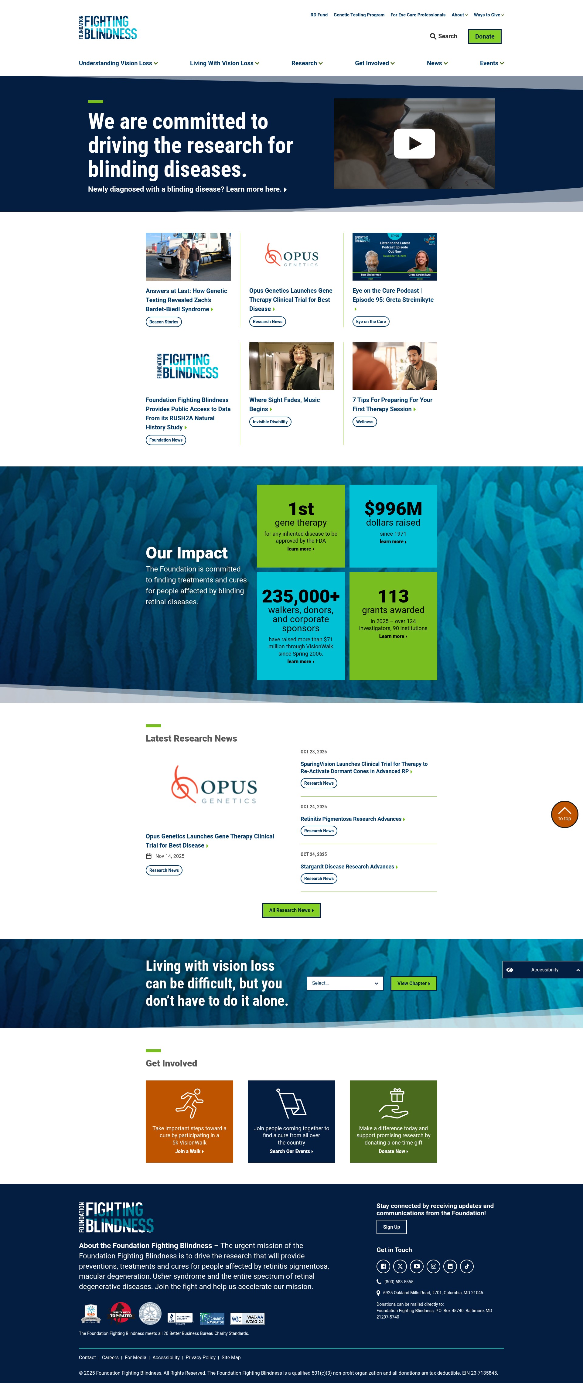 Screenshot of fightingblindness.org