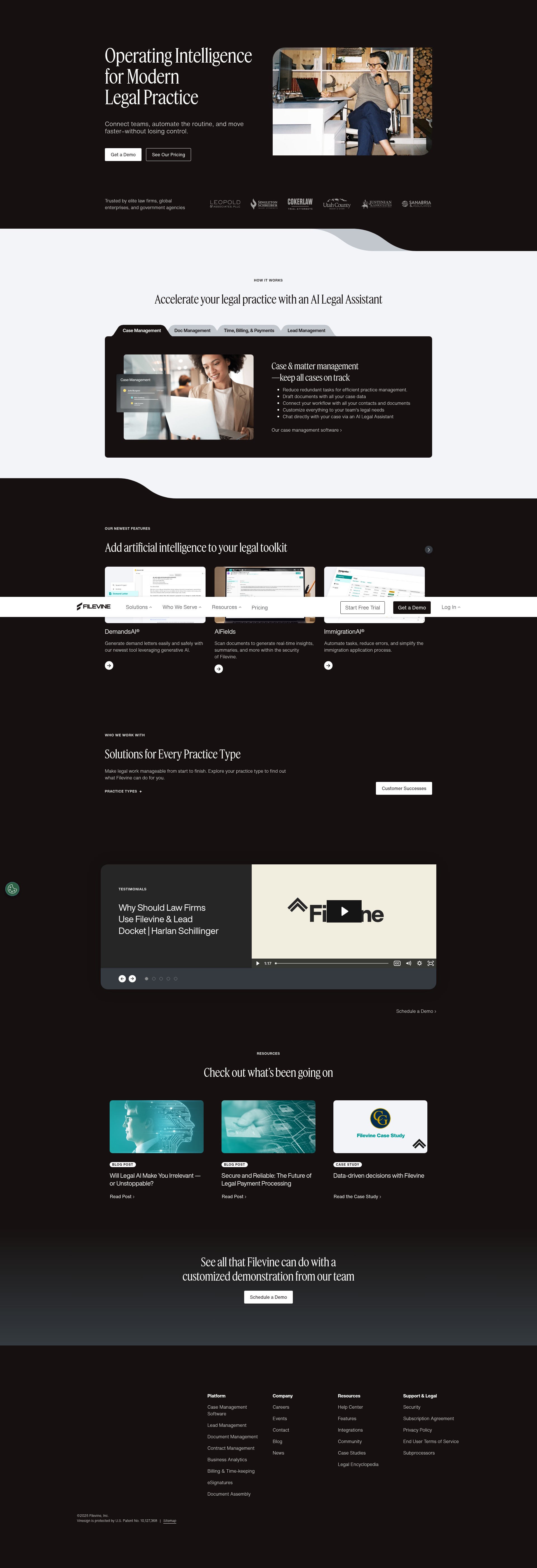 Screenshot of filevine.com