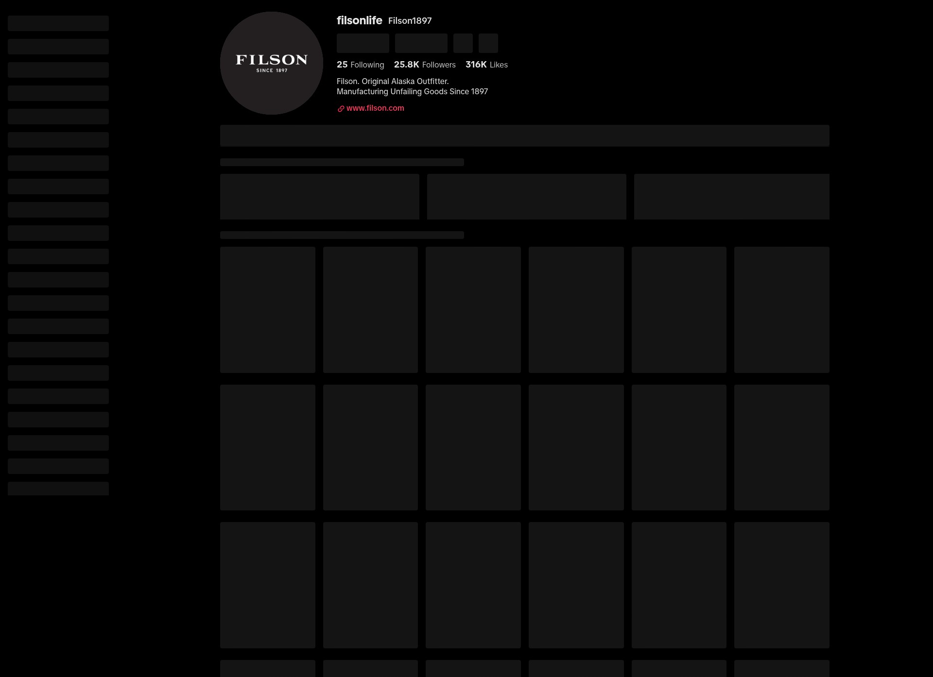 Screenshot of filson.com