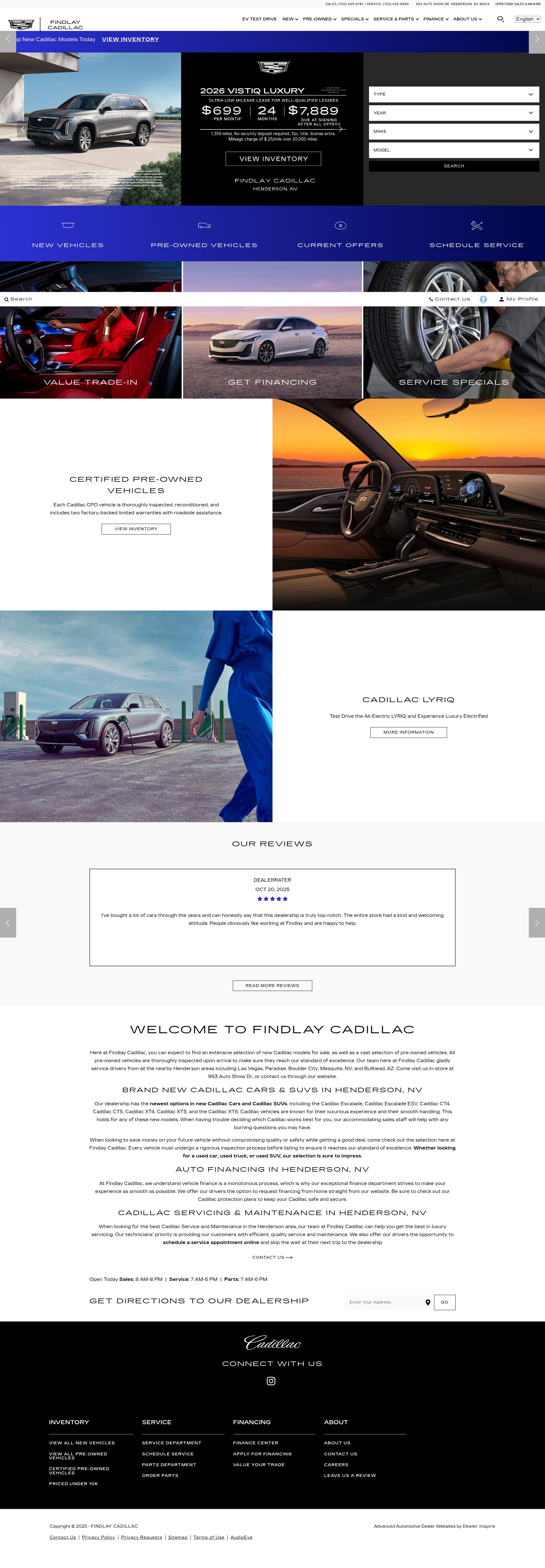 Screenshot of findlaycadillac.com