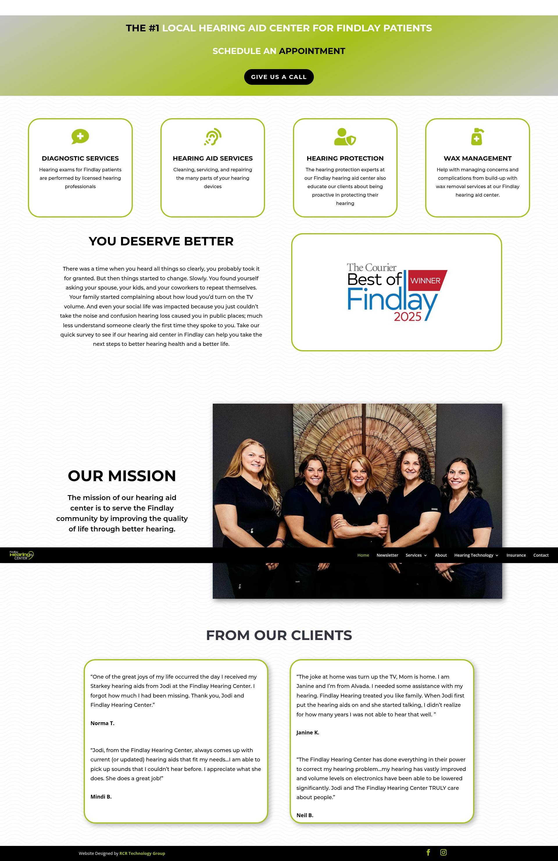 Screenshot of findlayhearing.com