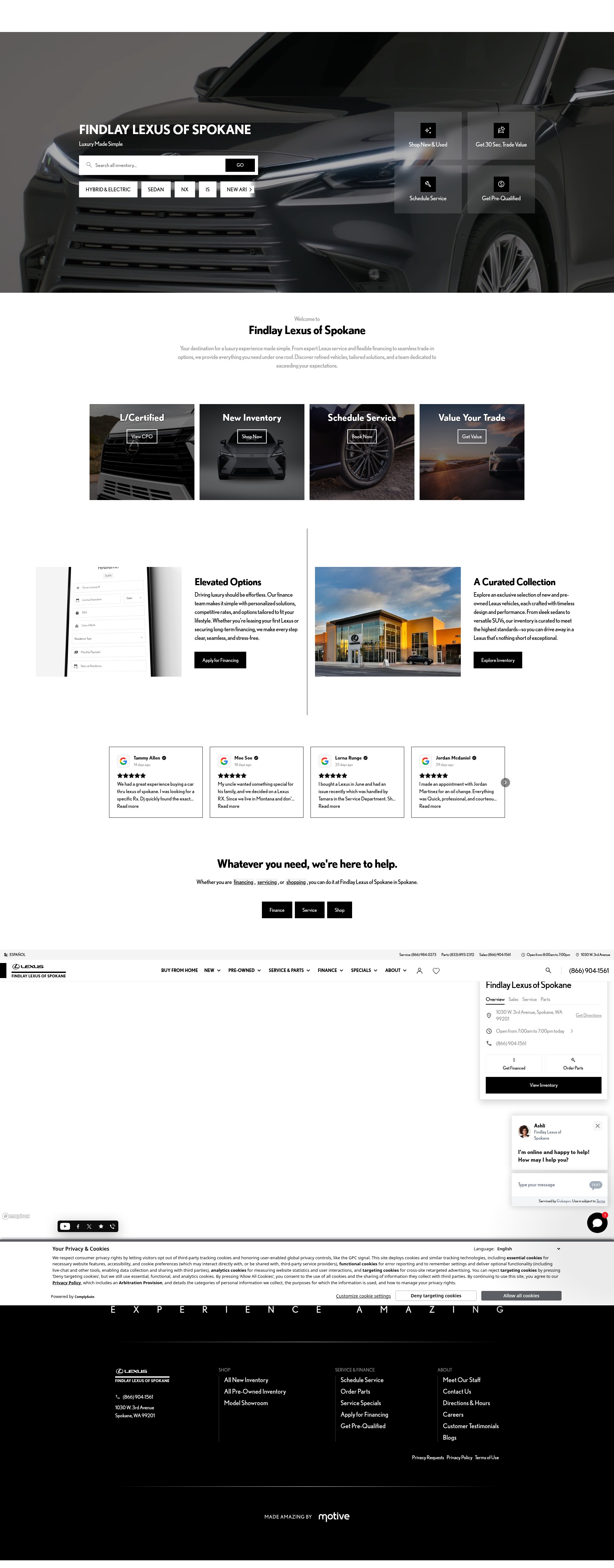 Screenshot of findlaylexusofspokane.com