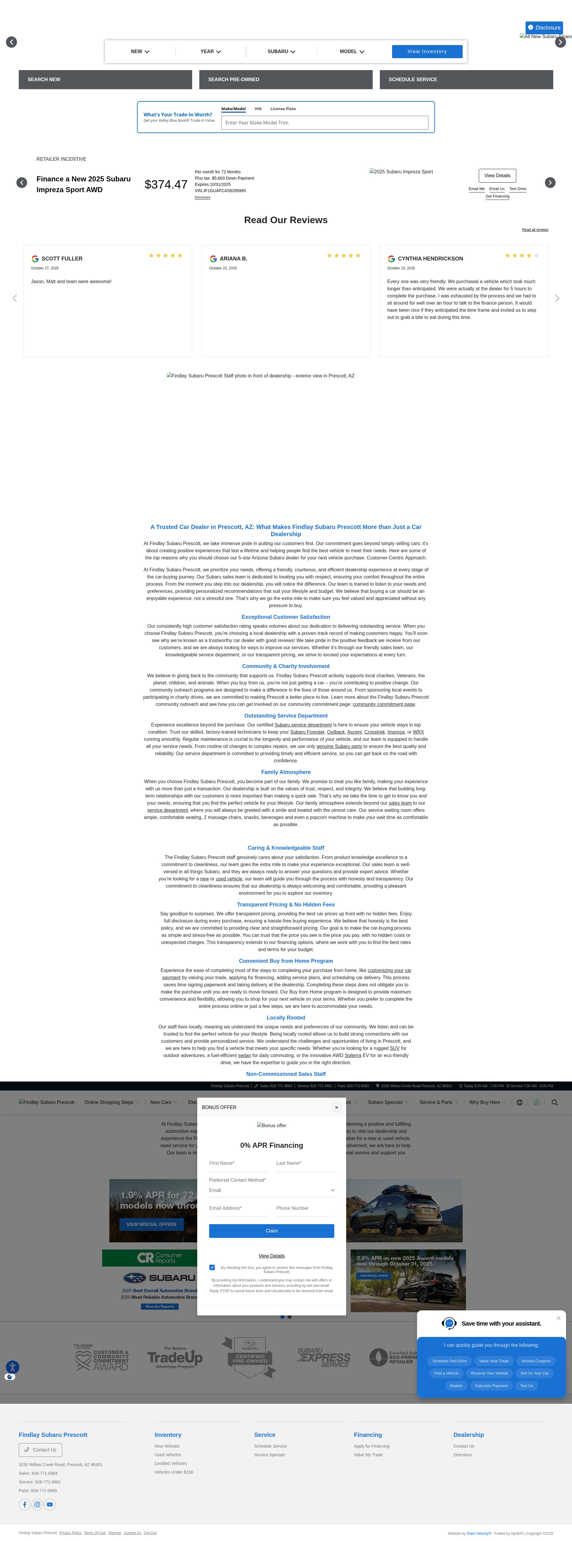 Screenshot of findlaysubaruprescott.com