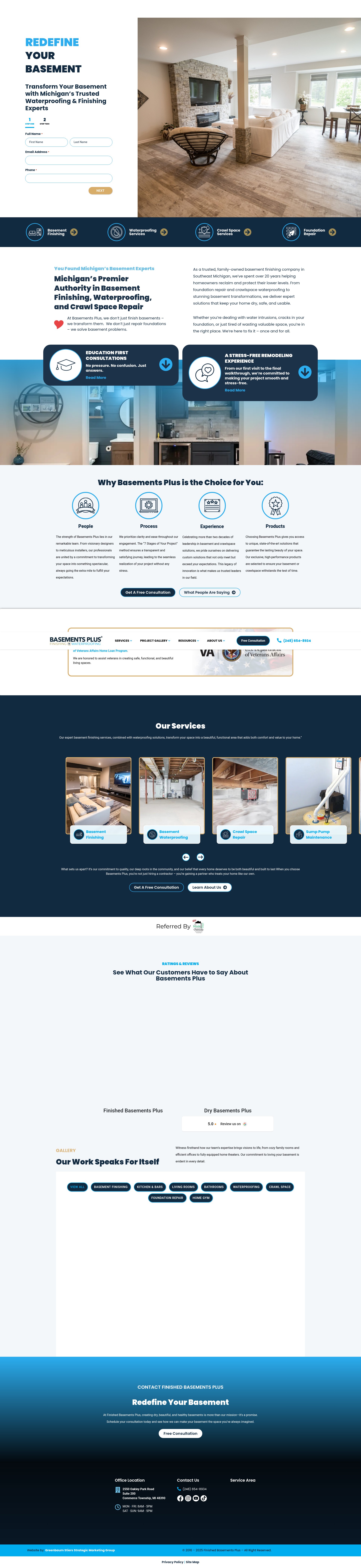 Screenshot of finishedbasementsplus.com