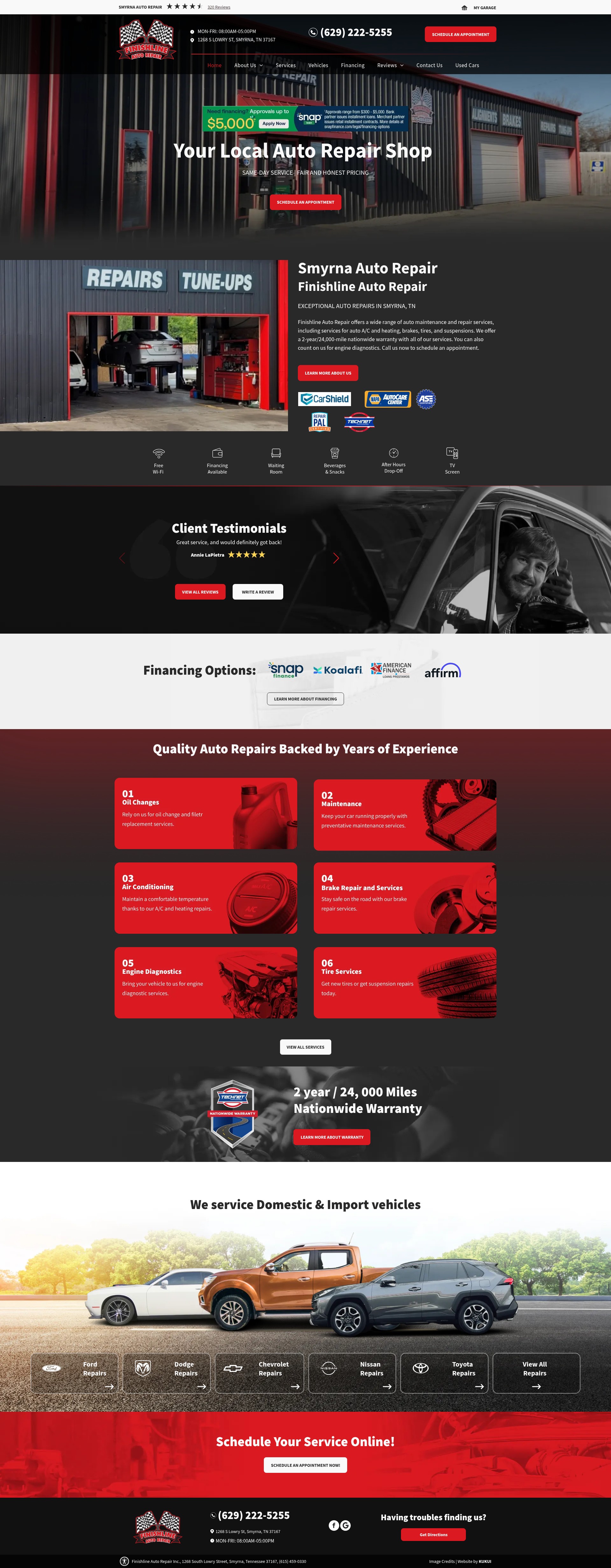 Screenshot of finishlineautotn.com