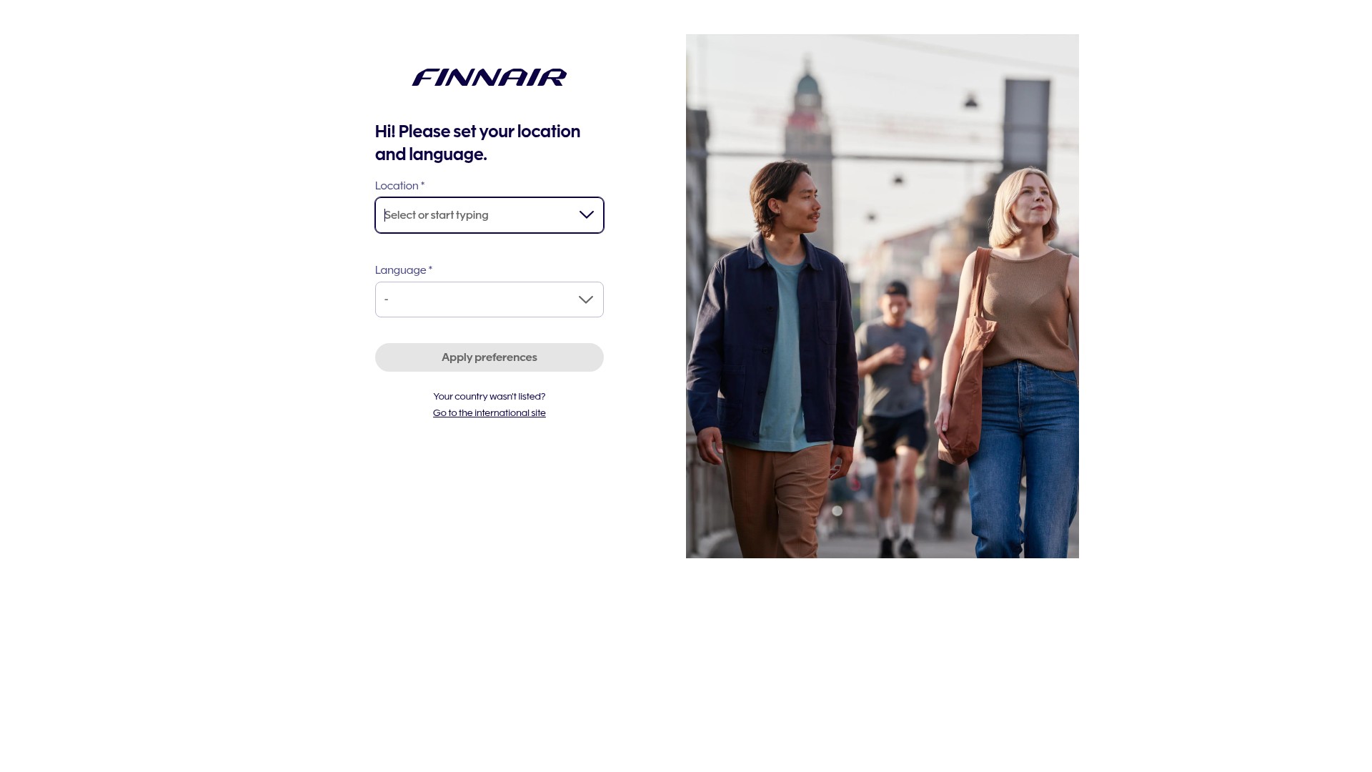 Screenshot of finnair.com