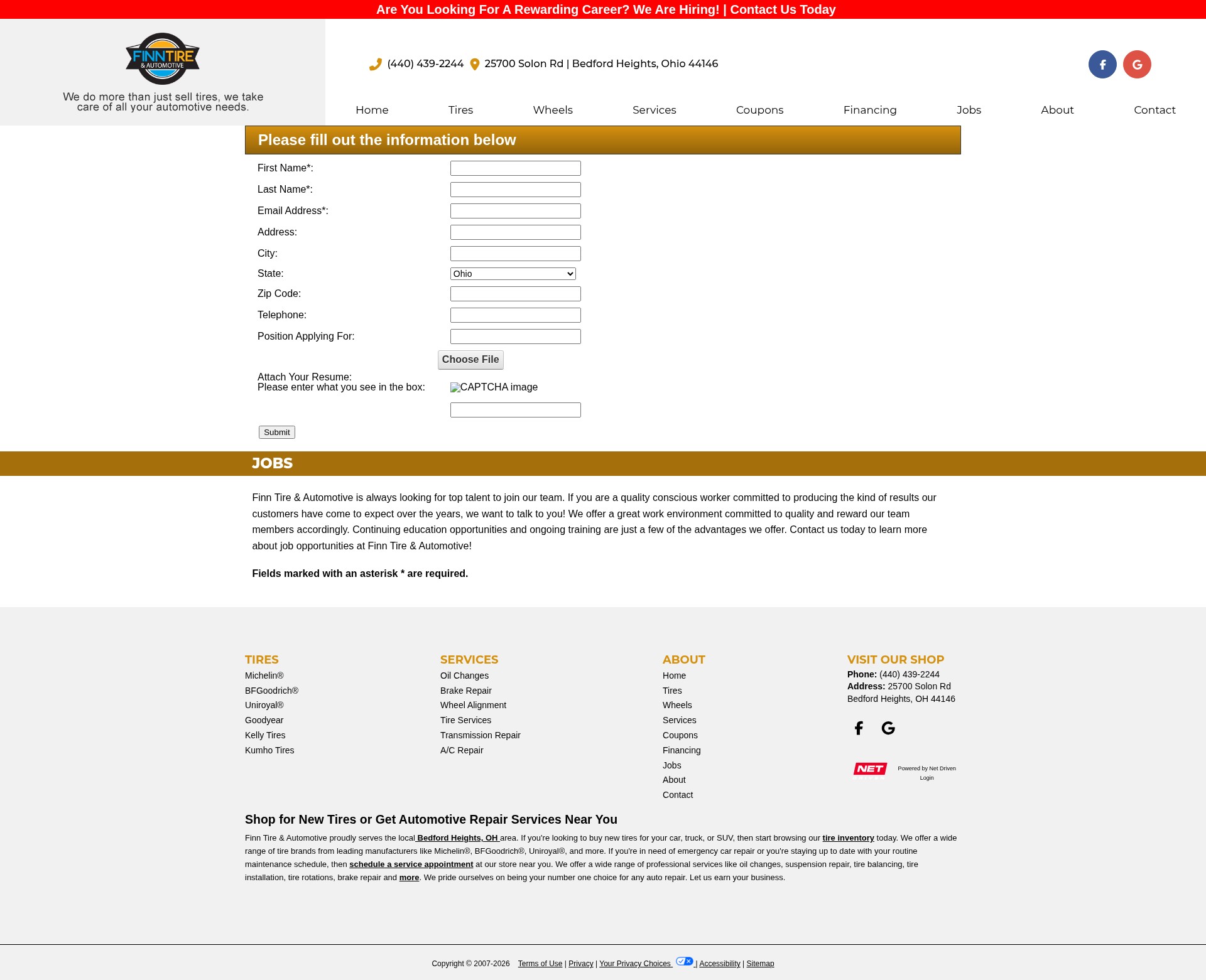 Screenshot of finntirebedford.com