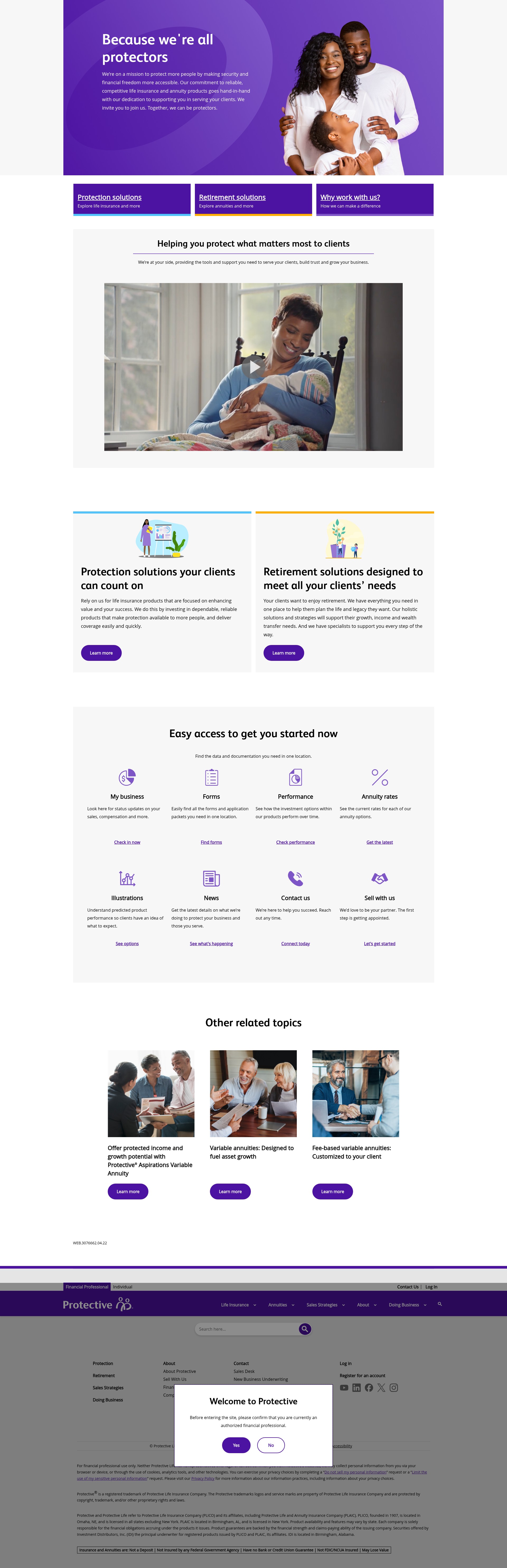 Screenshot of finpro.protective.com