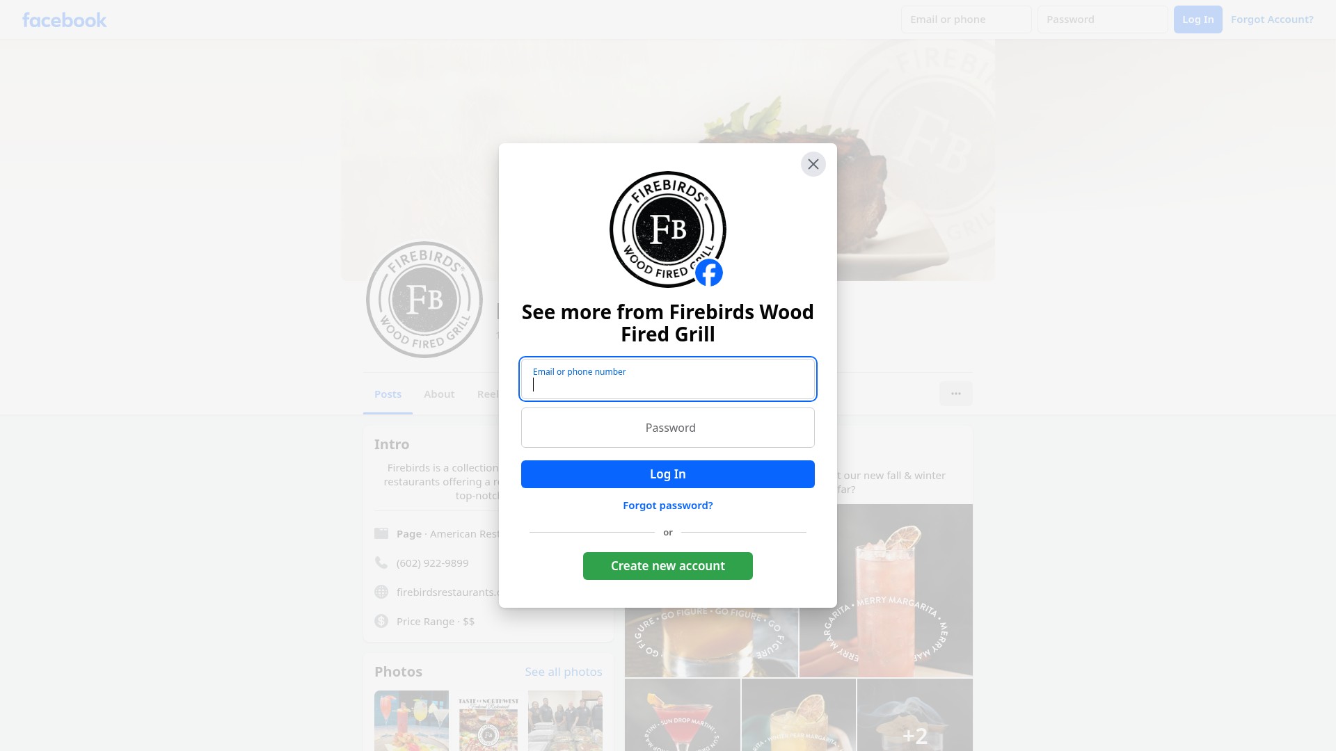 Screenshot of firebirdsrestaurants.com
