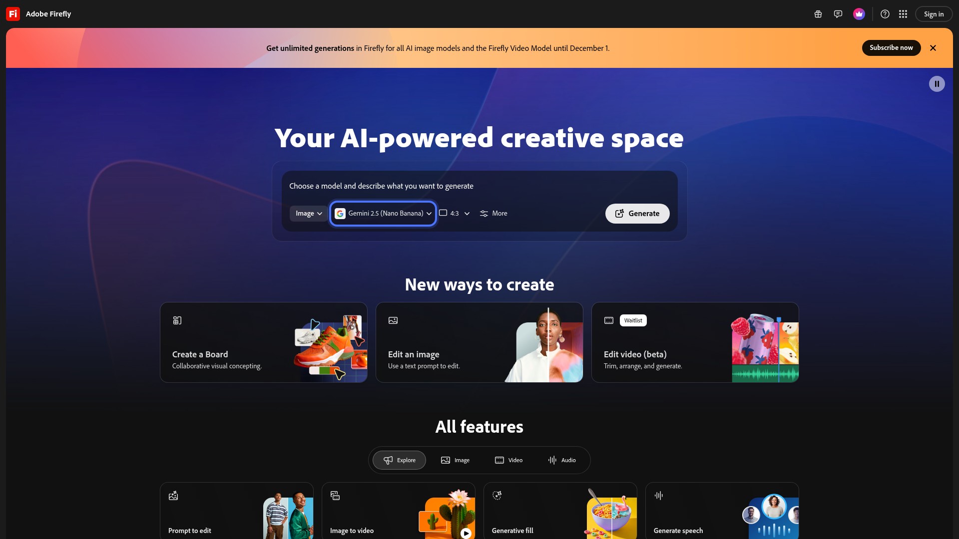 Screenshot of firefly.adobe.com