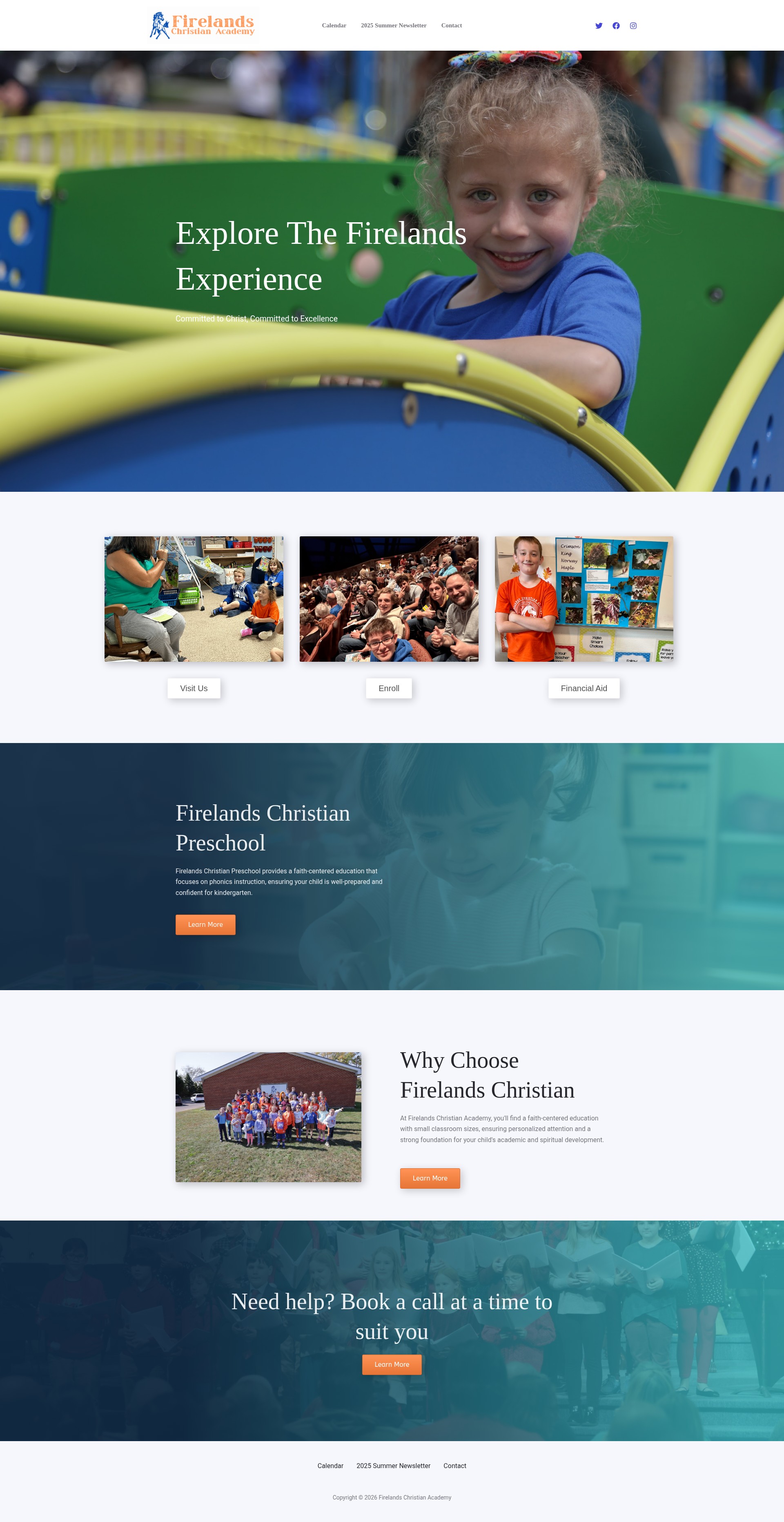 Screenshot of firelandschristianacademy.com