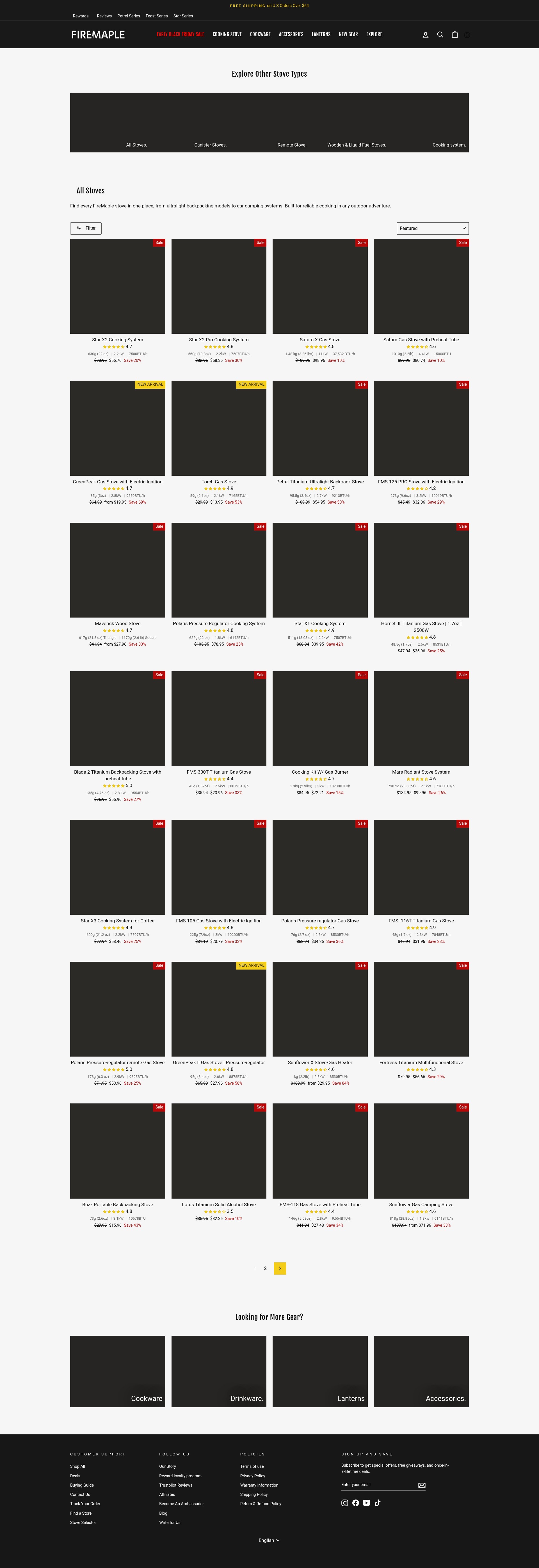 Screenshot of firemaplegear.com