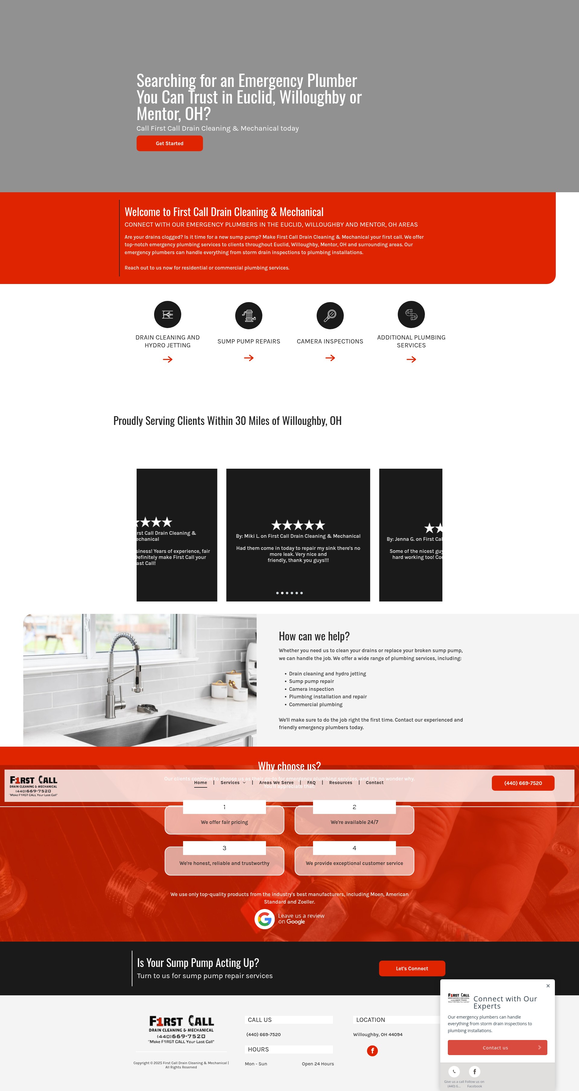 Screenshot of firstcalldraincleaning.com