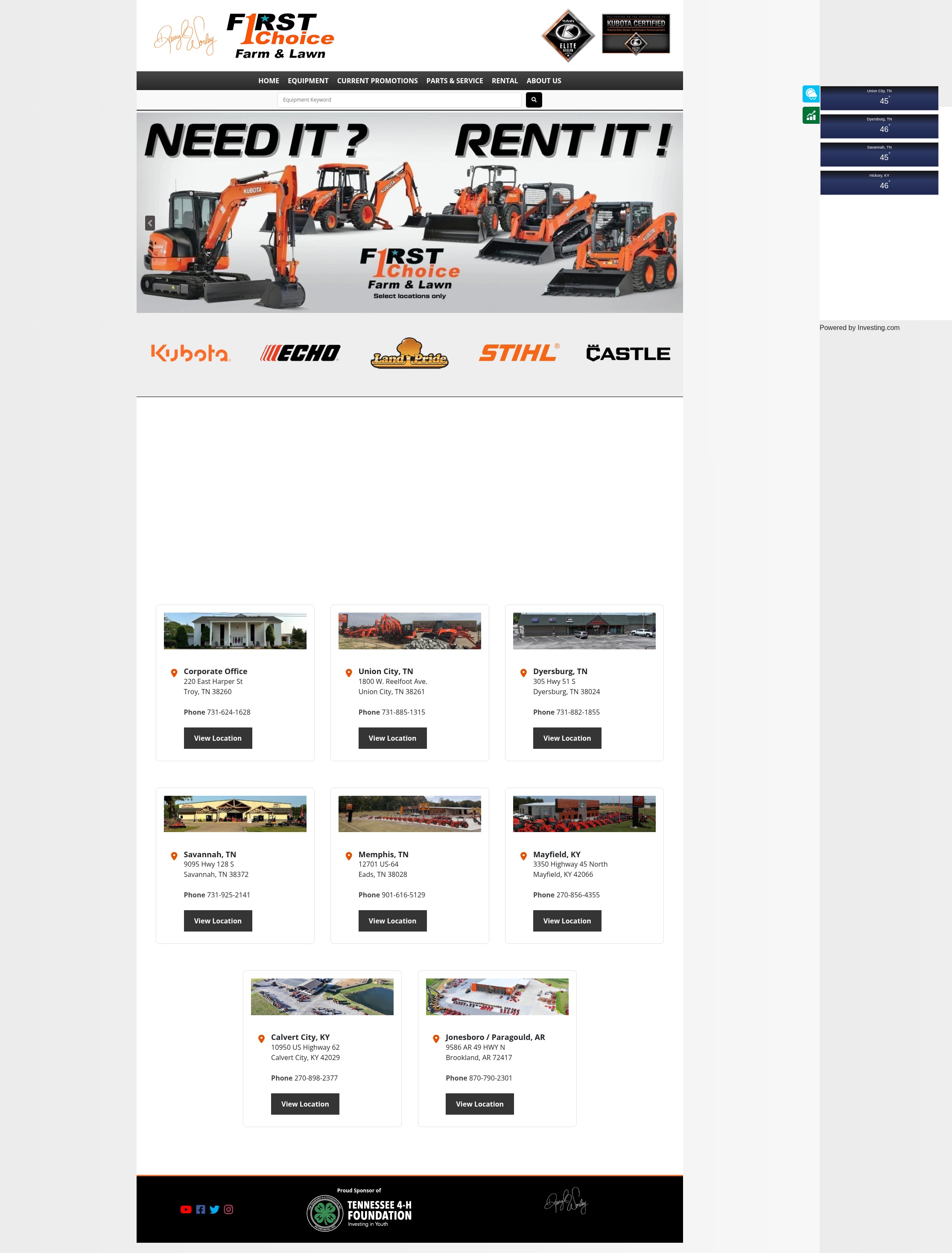 Screenshot of firstchoicekubota.com
