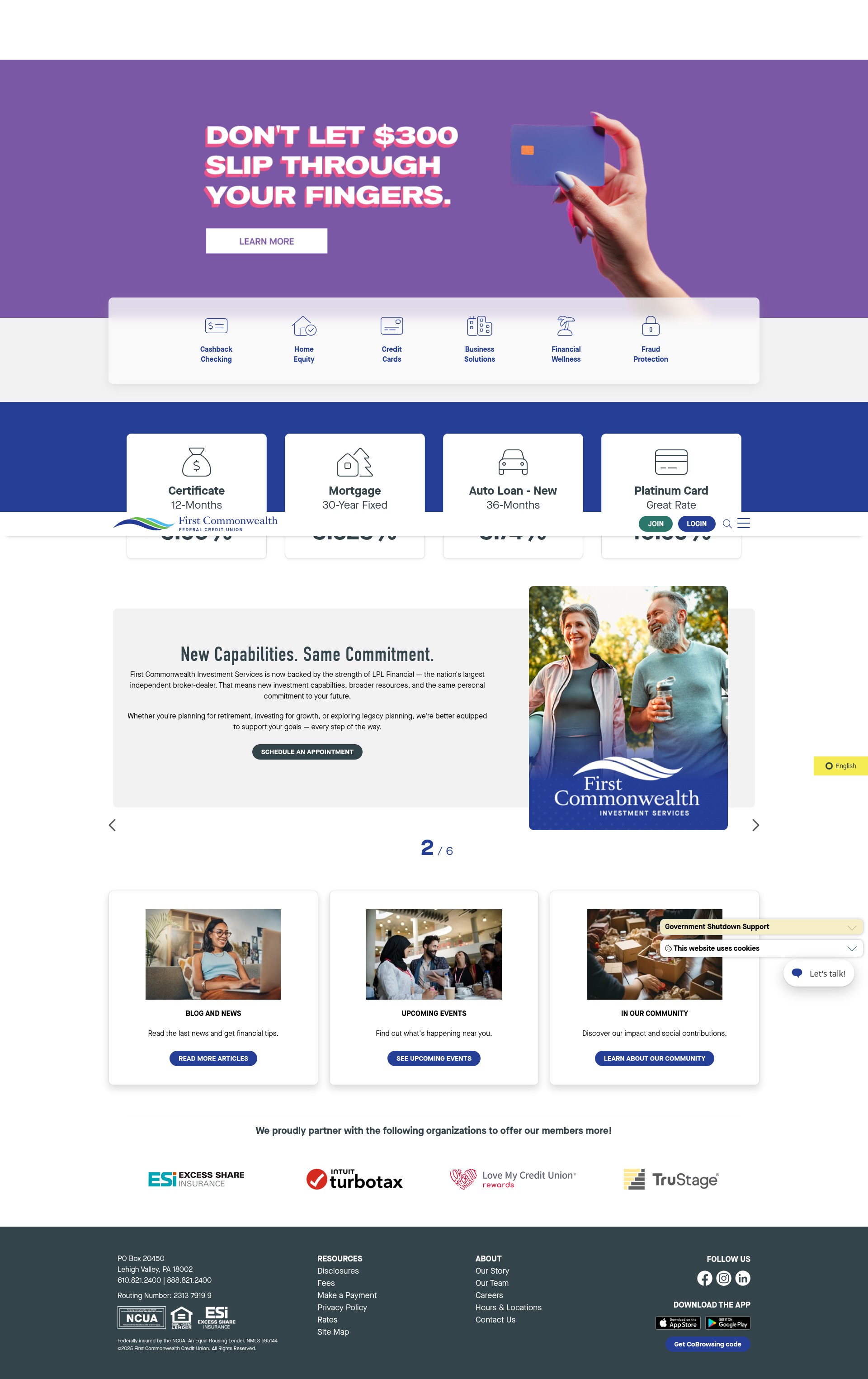 Screenshot of firstcomcu.org