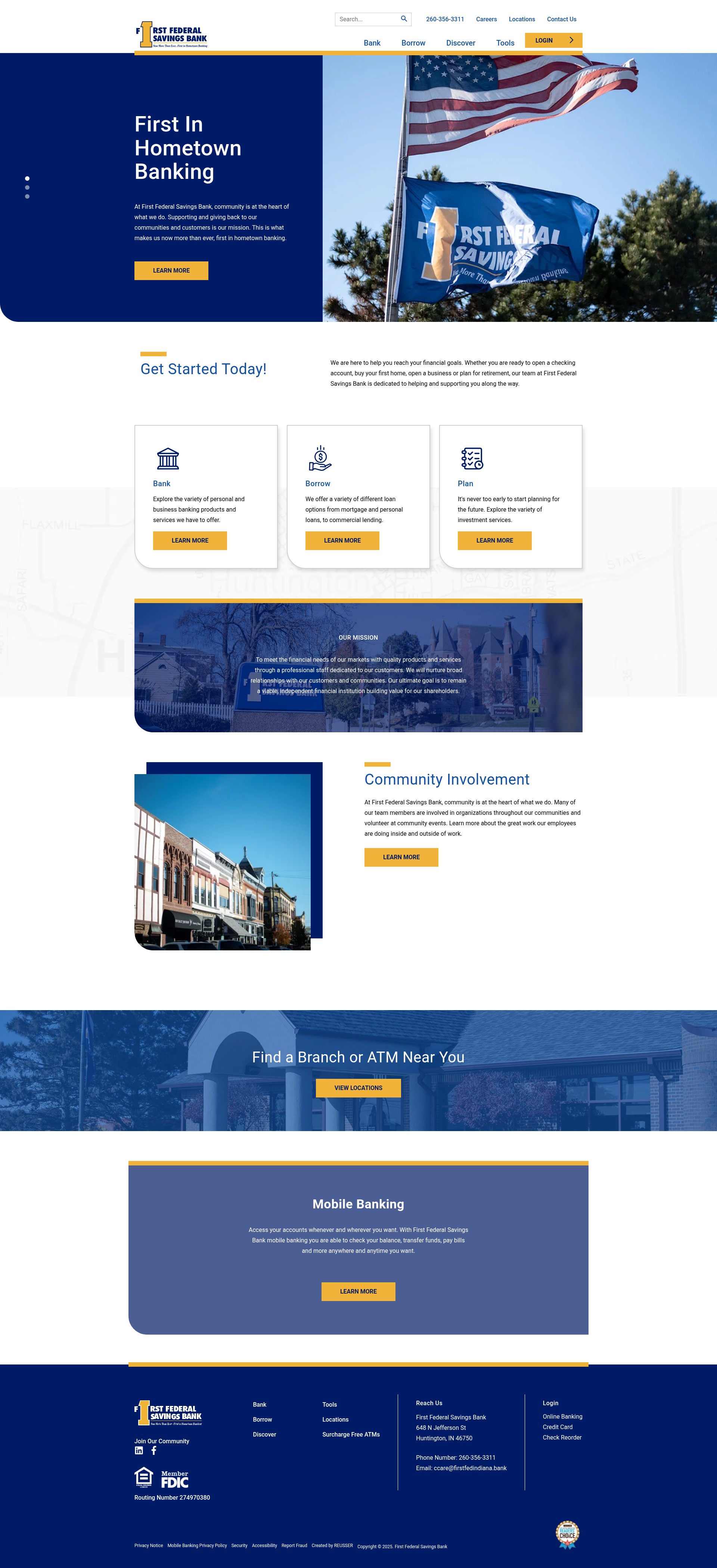 Screenshot of firstfedindiana.bank