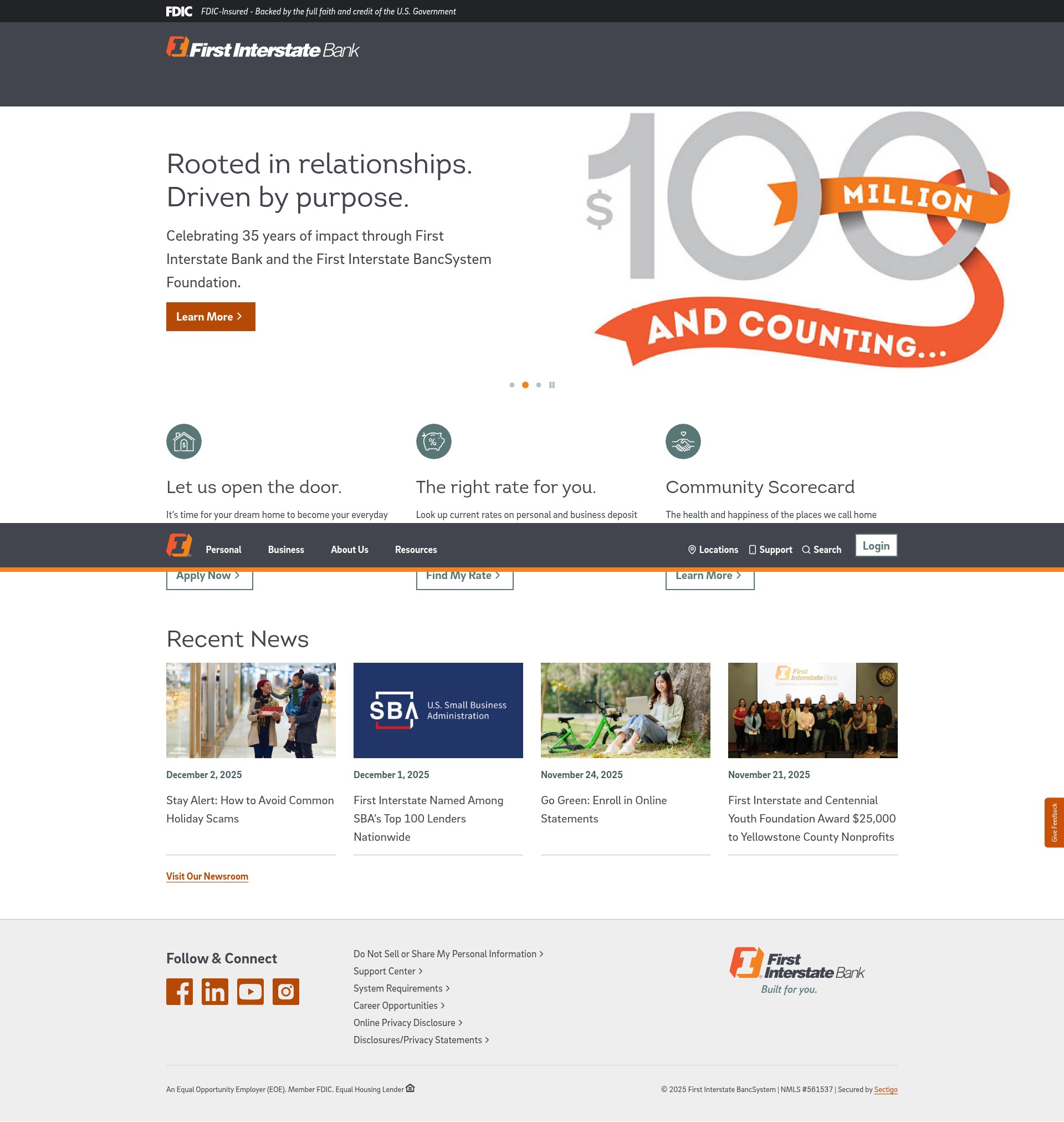 Screenshot of firstinterstatebank.com