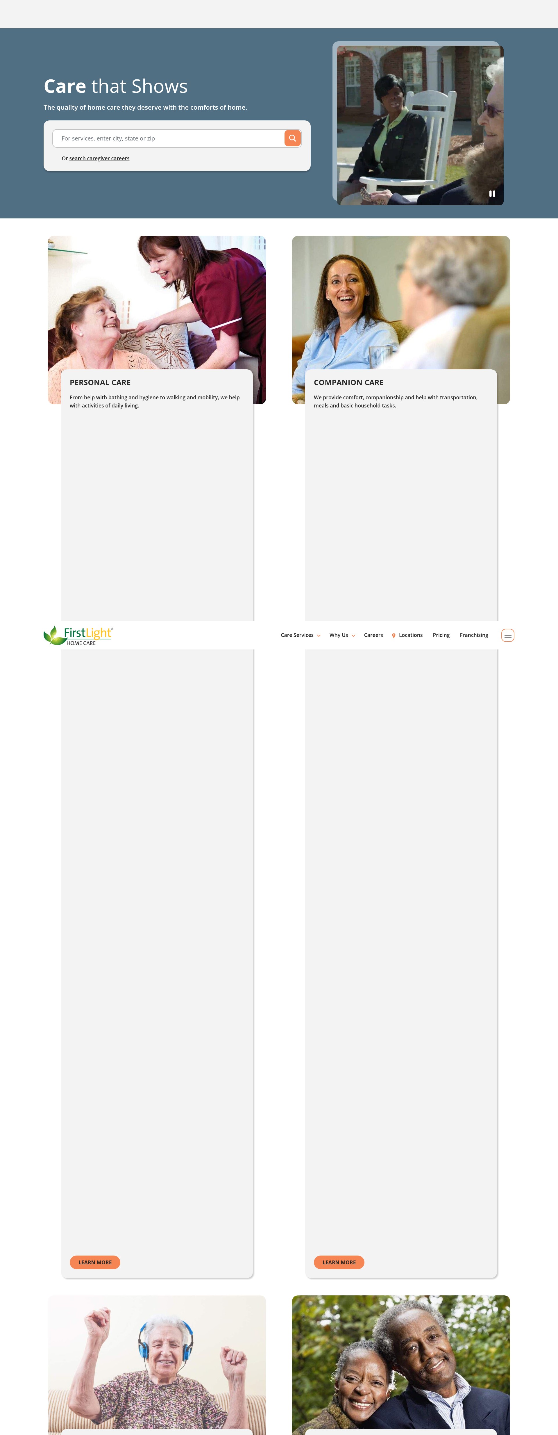 Screenshot of firstlighthomecare.com