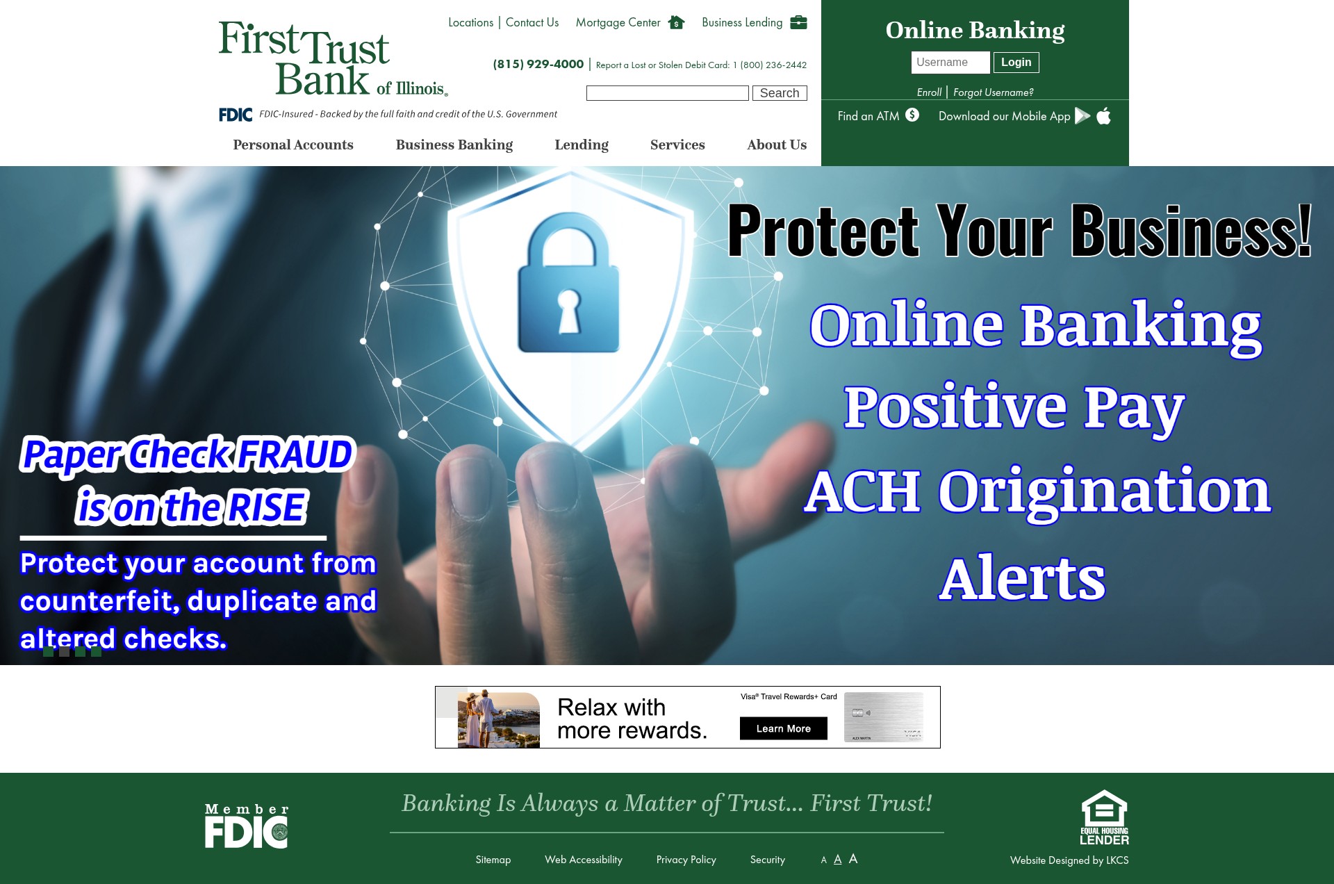 Screenshot of firsttrustbankil.com