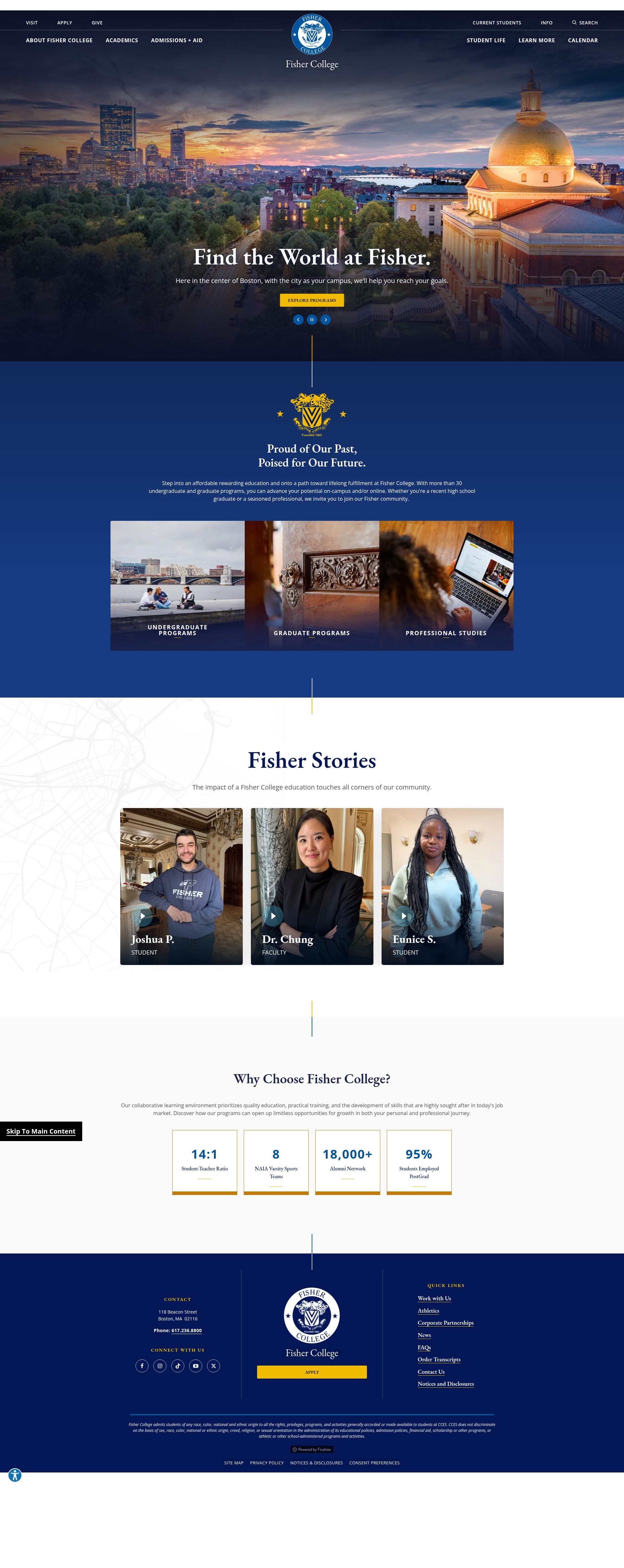 Screenshot of fisher.edu