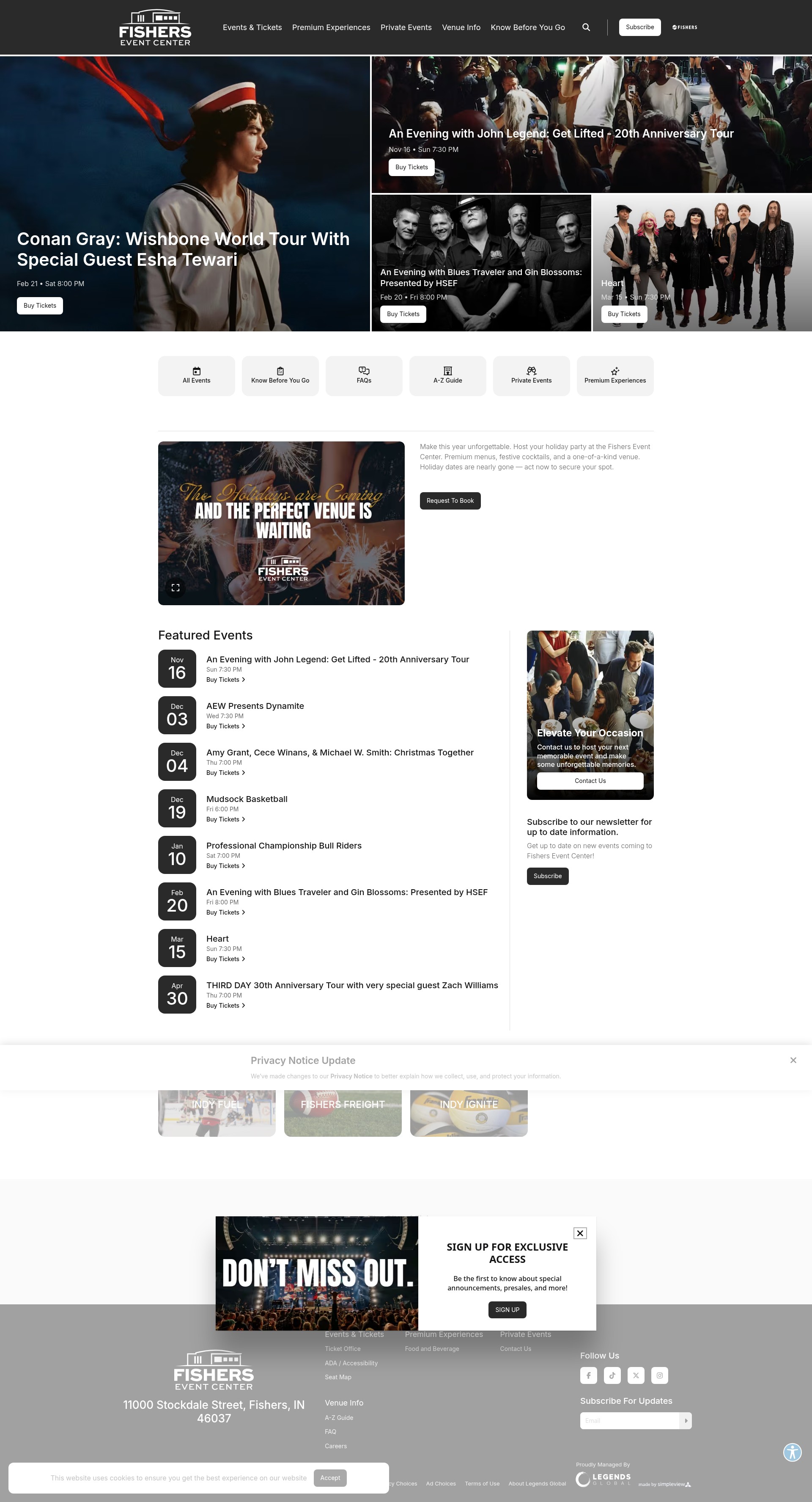 Screenshot of fisherseventcenter.com
