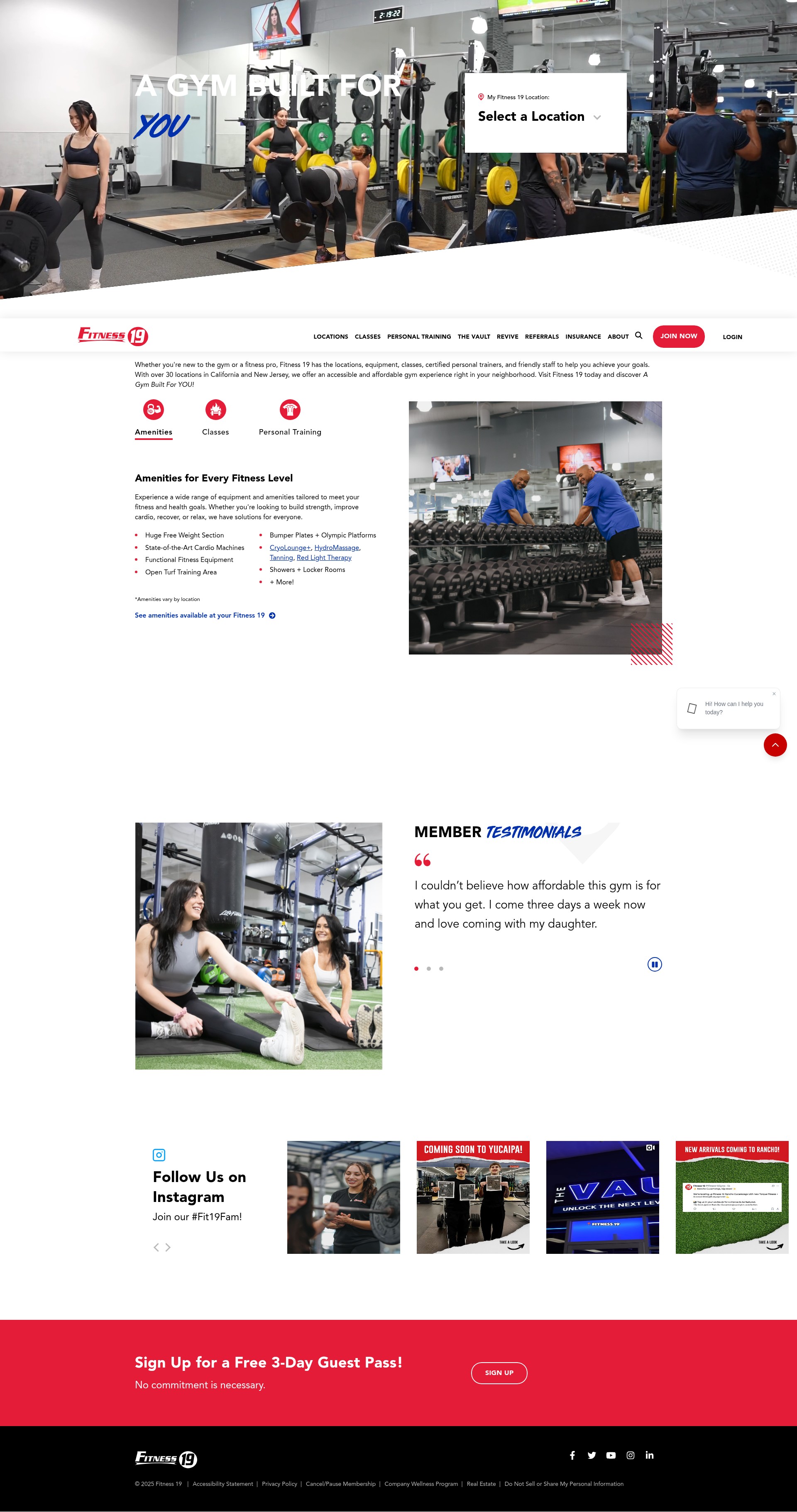 Screenshot of fit19.com
