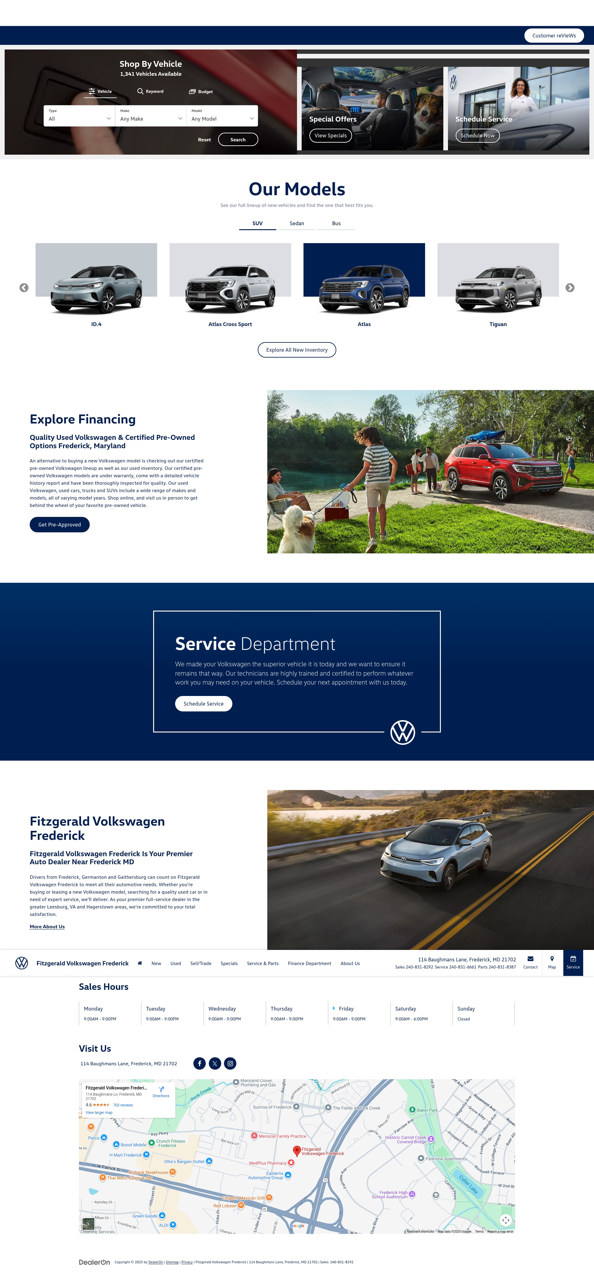 Screenshot of fitzgeraldvwfrederick.com