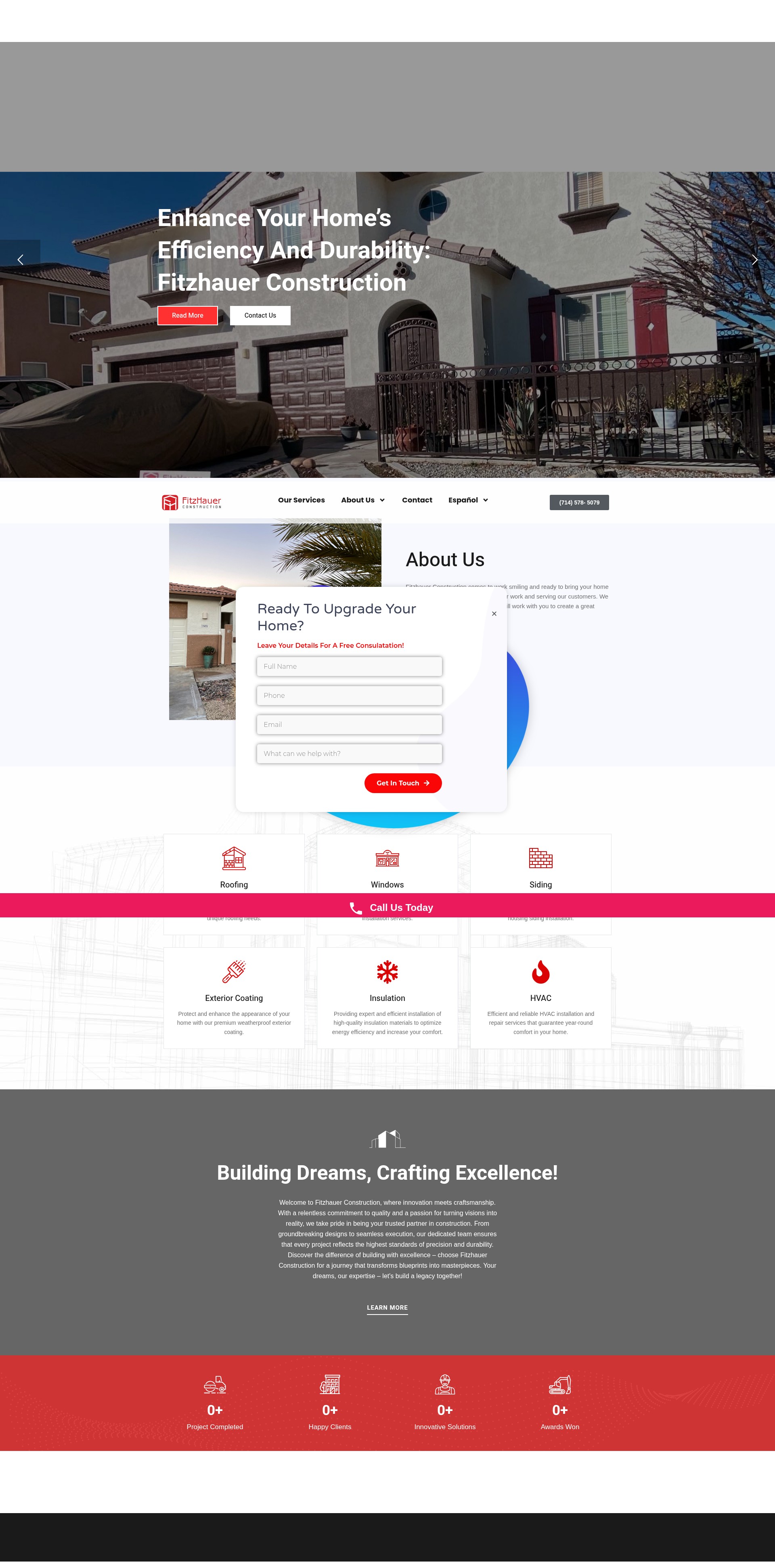 Screenshot of fitzhauerconstruction.com