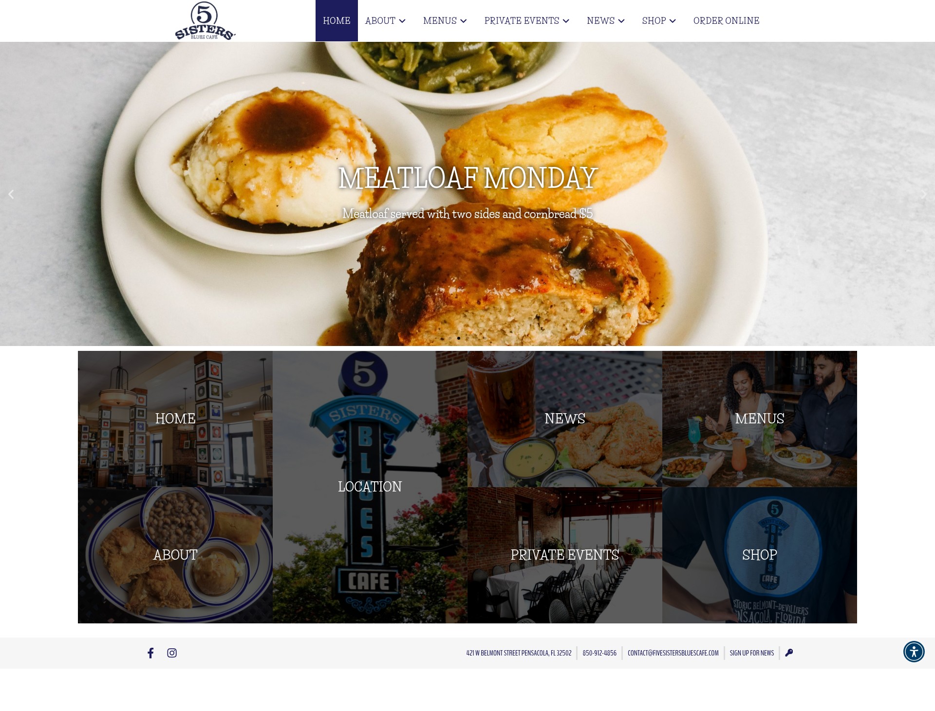 Screenshot of fivesistersbluescafe.com