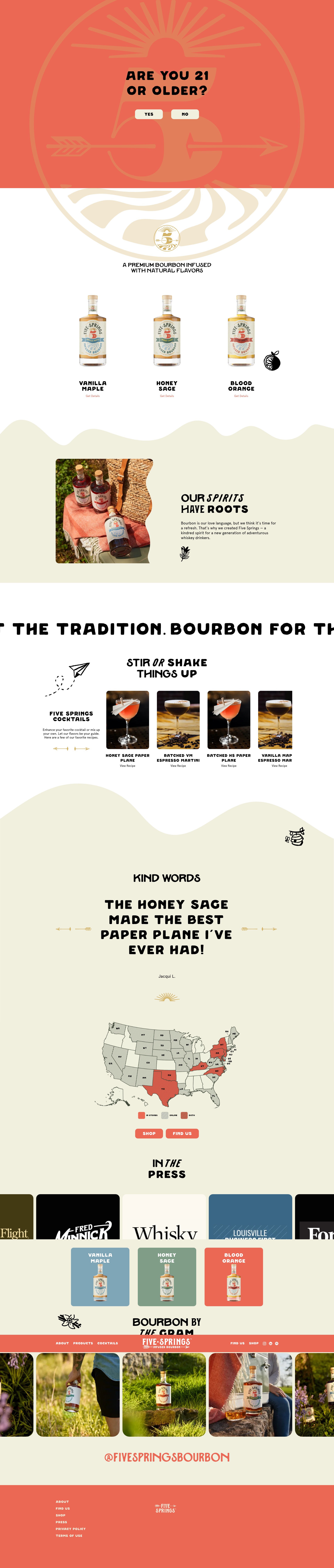 Screenshot of fivespringsbourbon.com