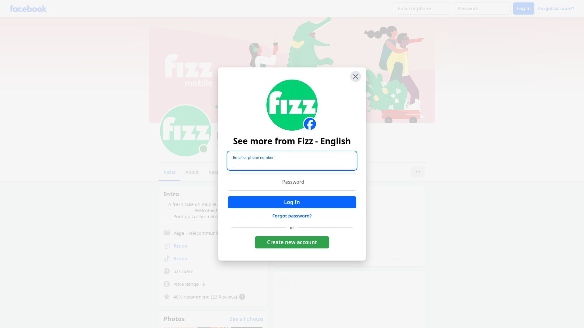 Screenshot of fizz.ca