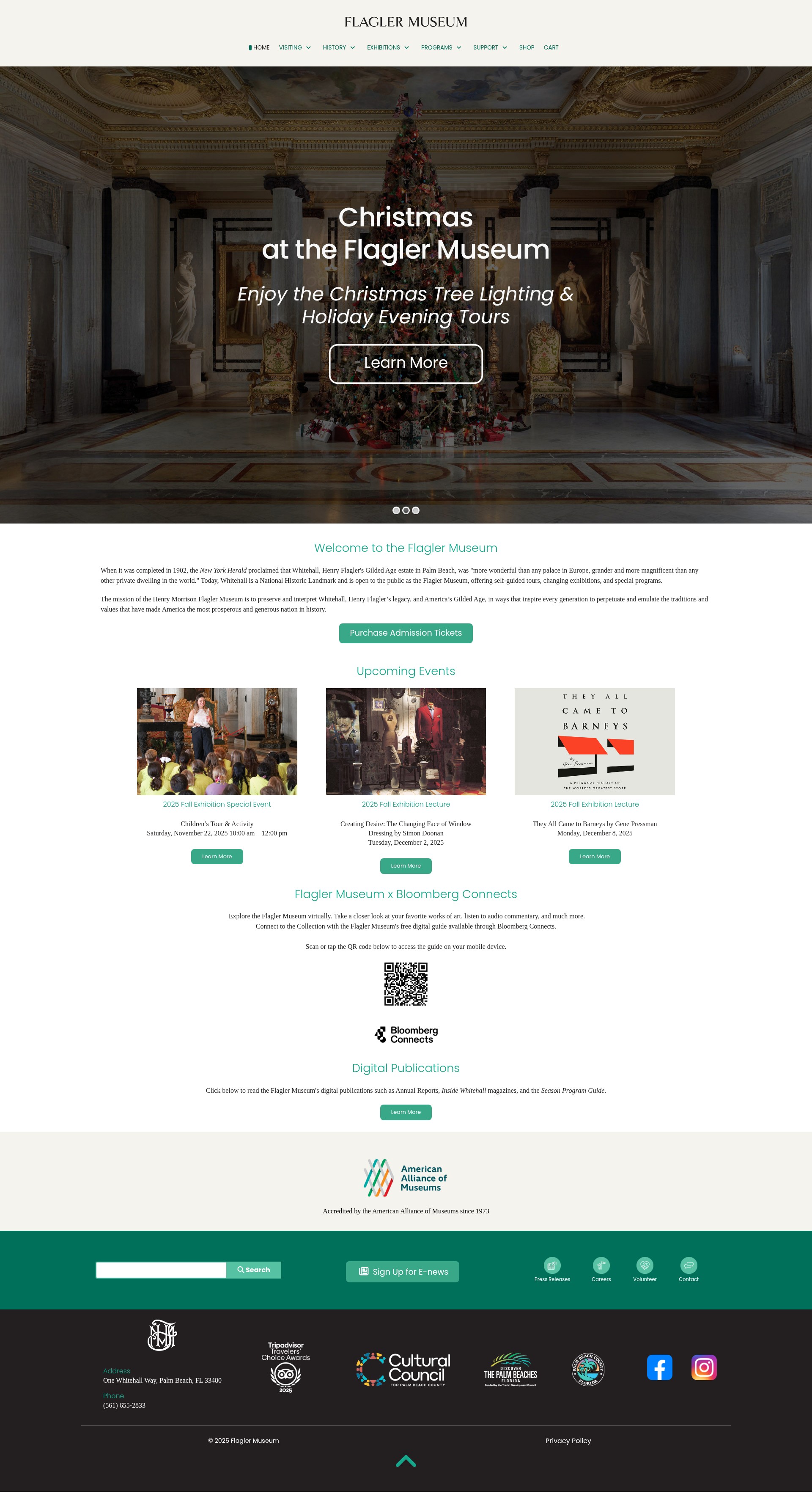 Screenshot of flaglermuseum.org