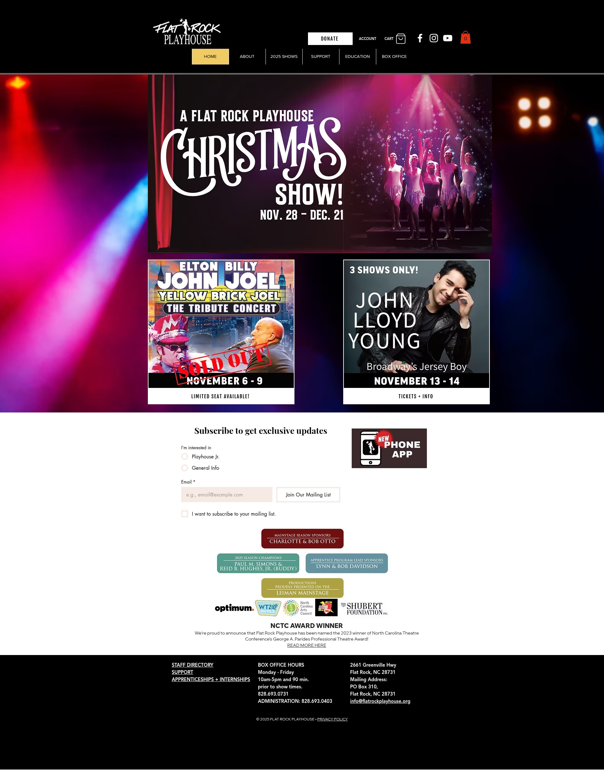 Screenshot of flatrockplayhouse.org