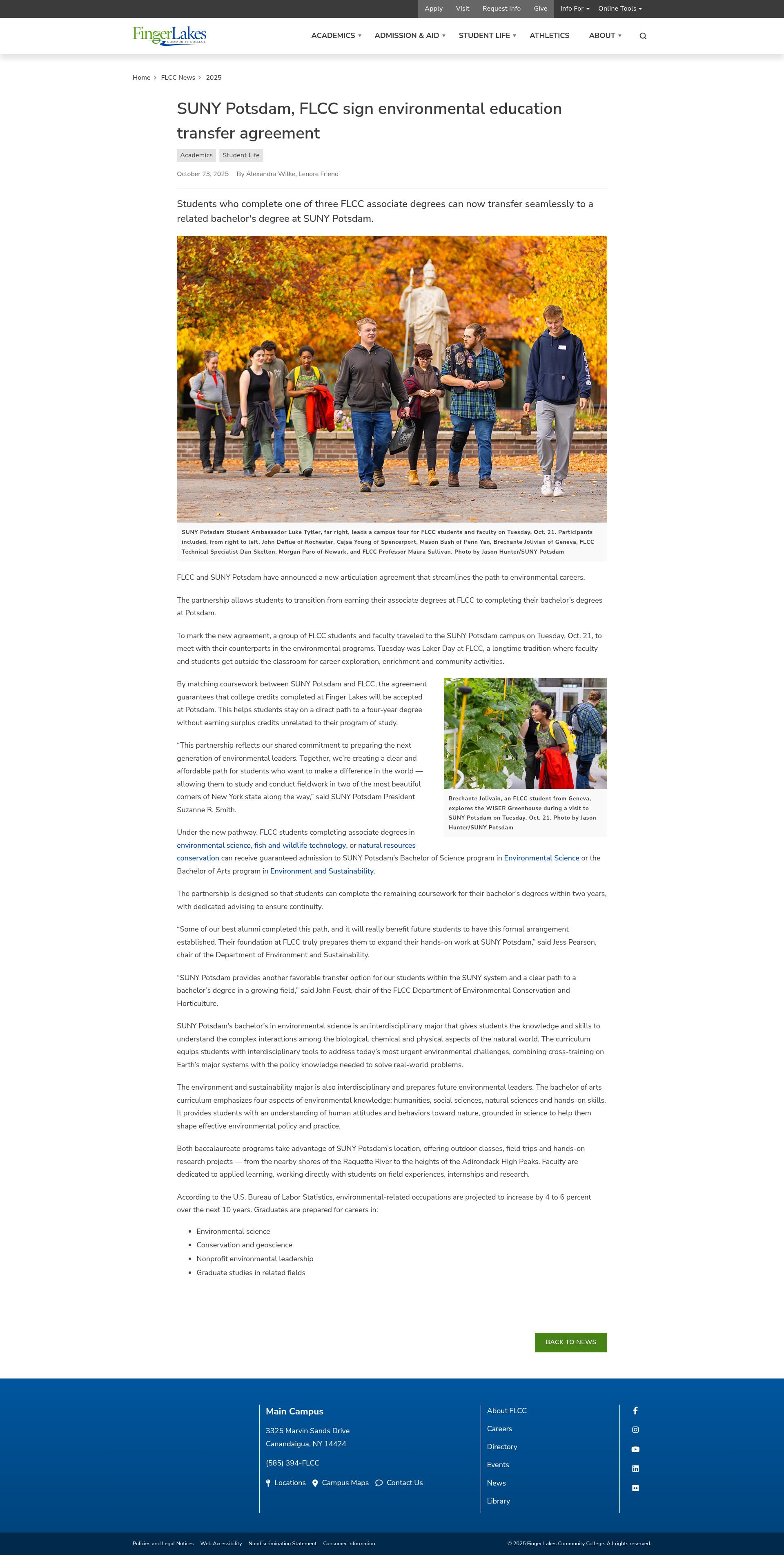 Screenshot of flcc.edu