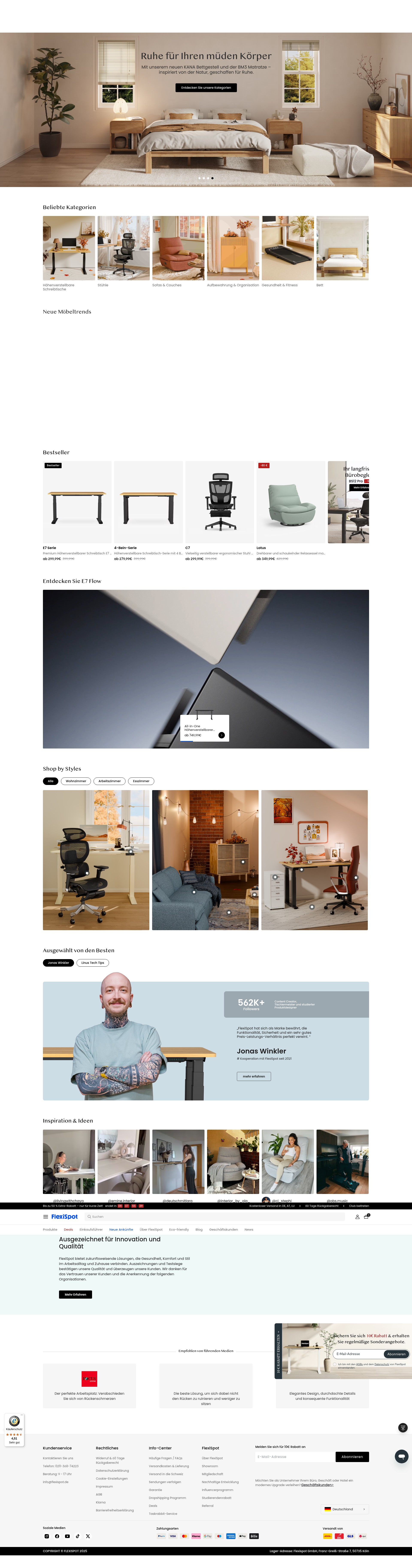 Screenshot of flexispot.de