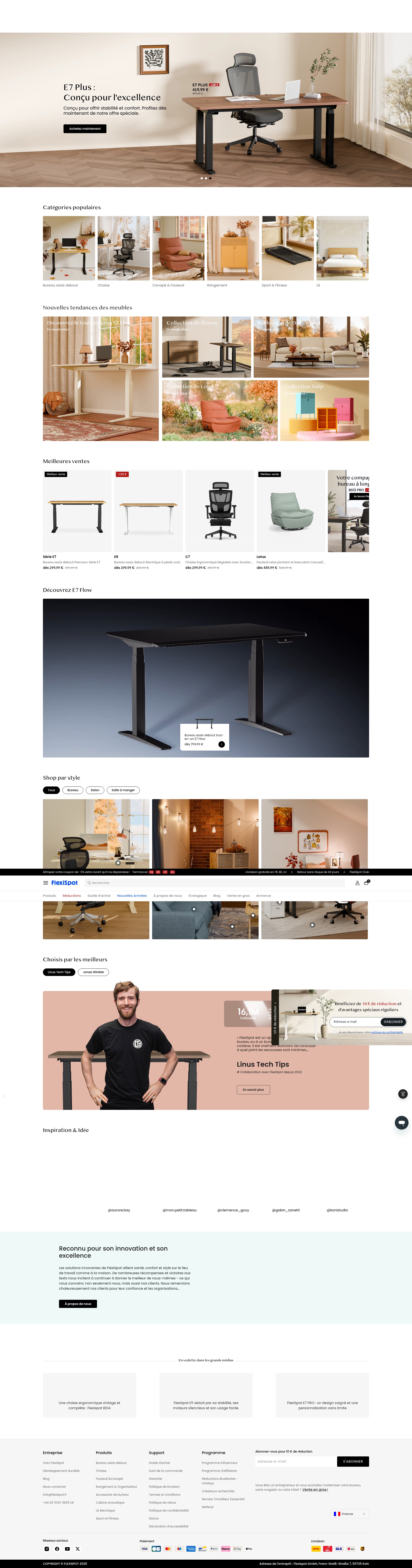 Screenshot of flexispot.fr