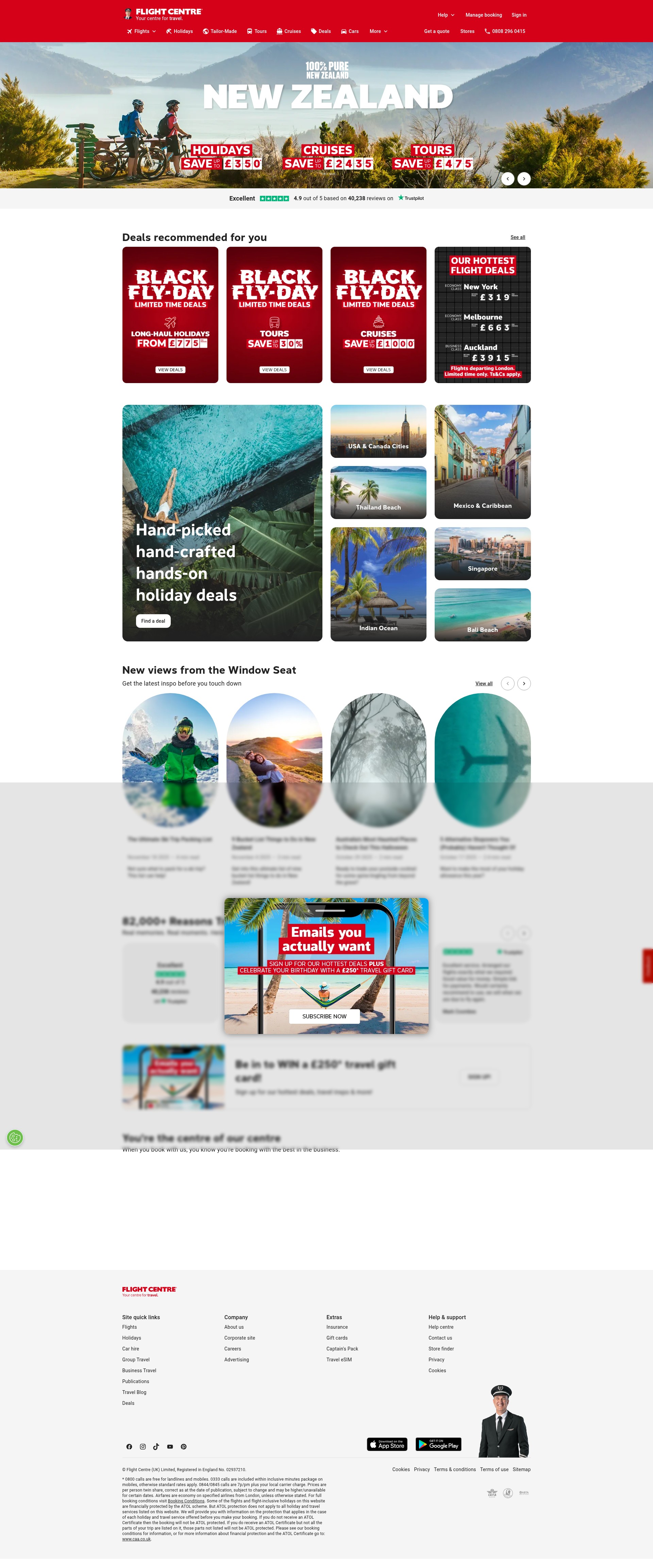 Screenshot of flightcentre.co.uk