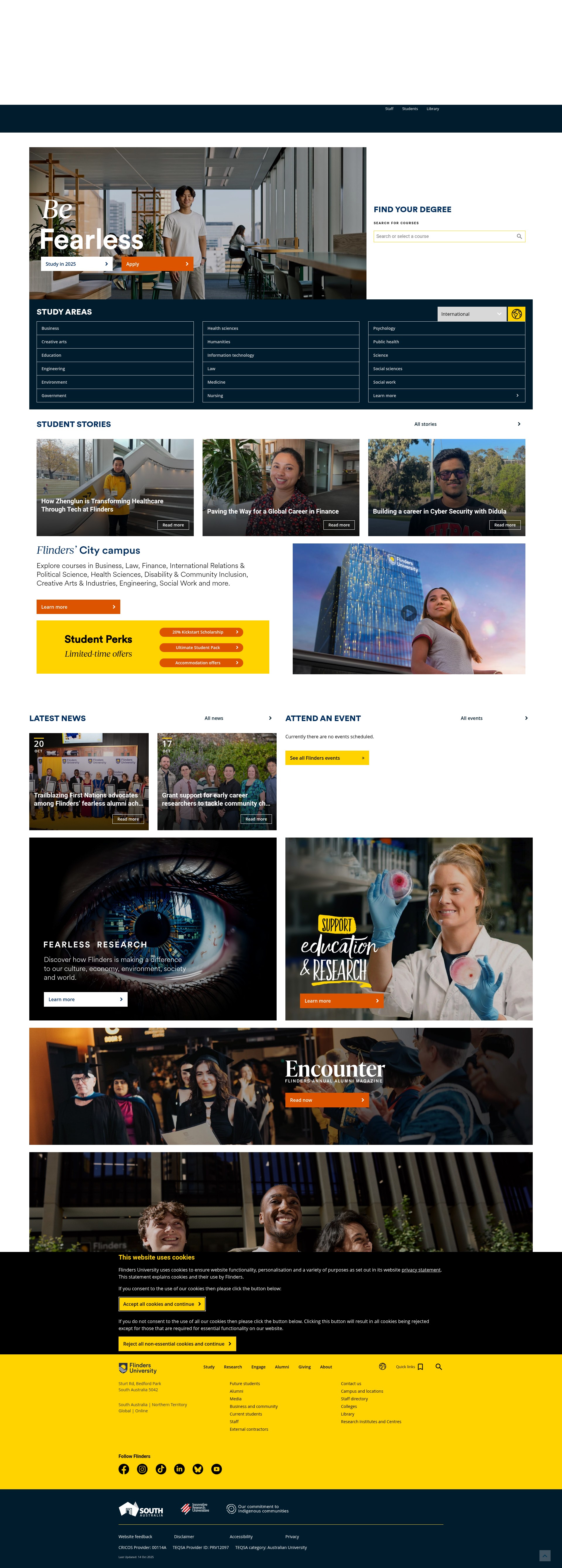 Screenshot of flinders.edu.au