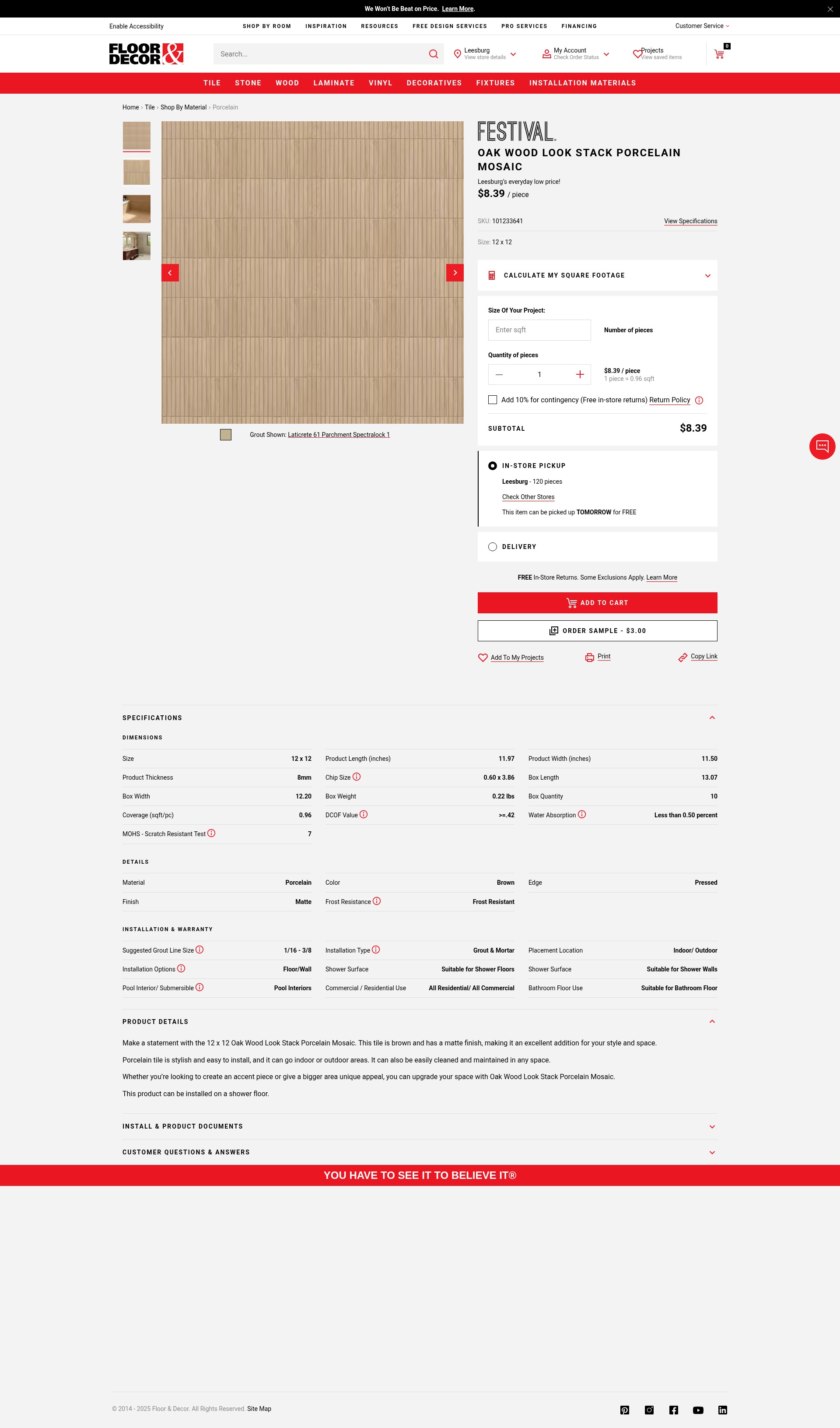 Screenshot of flooranddecor.com
