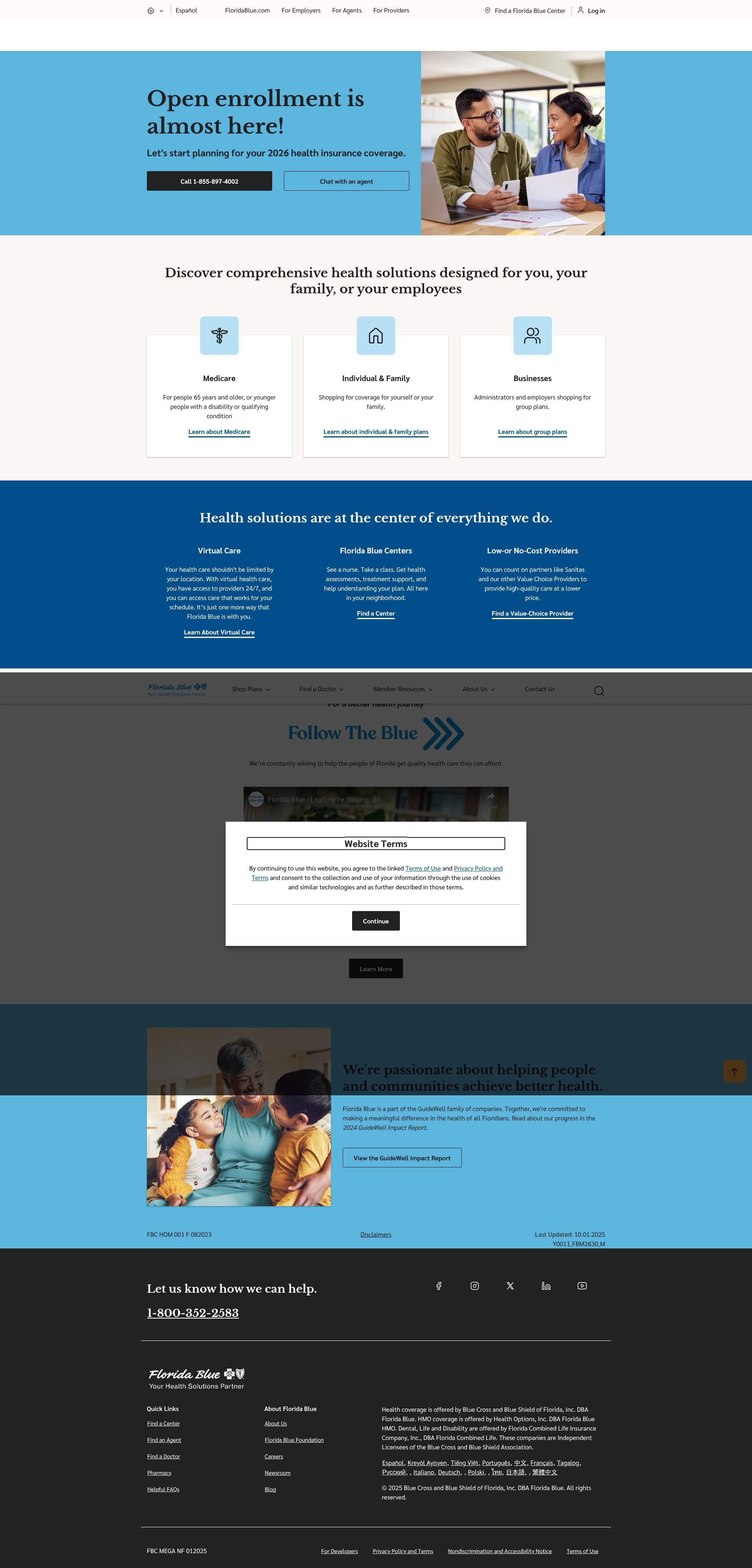 Screenshot of floridablue.com