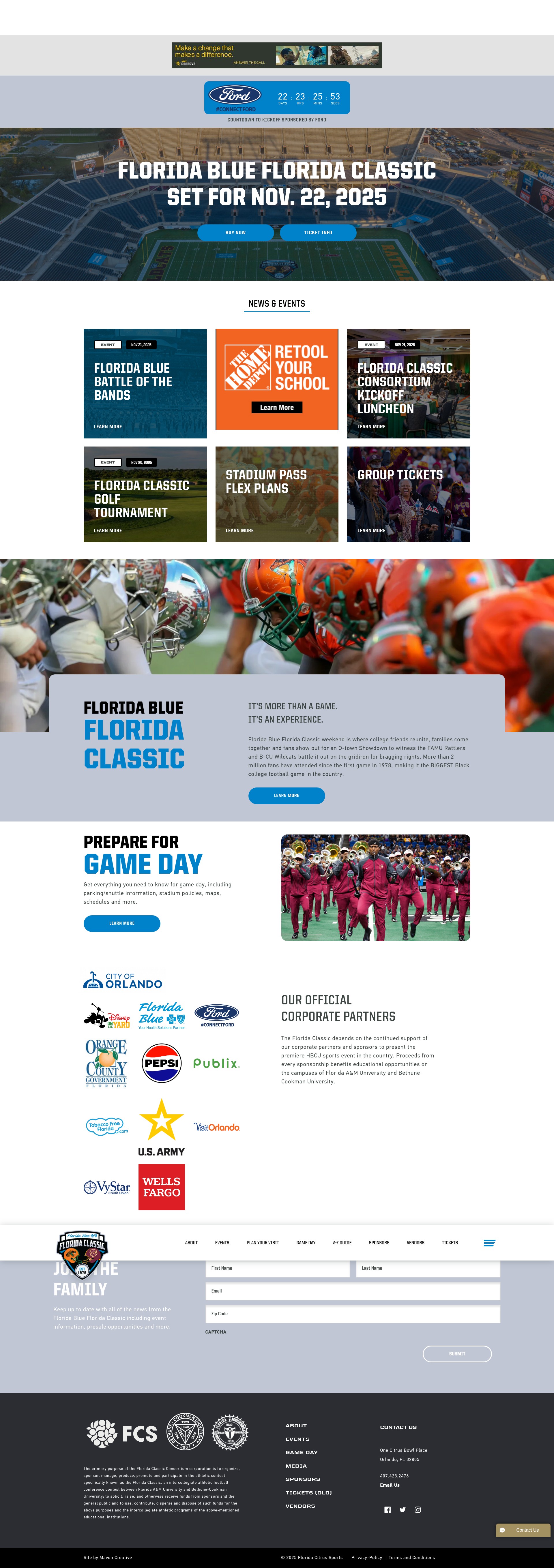 Screenshot of floridaclassic.org