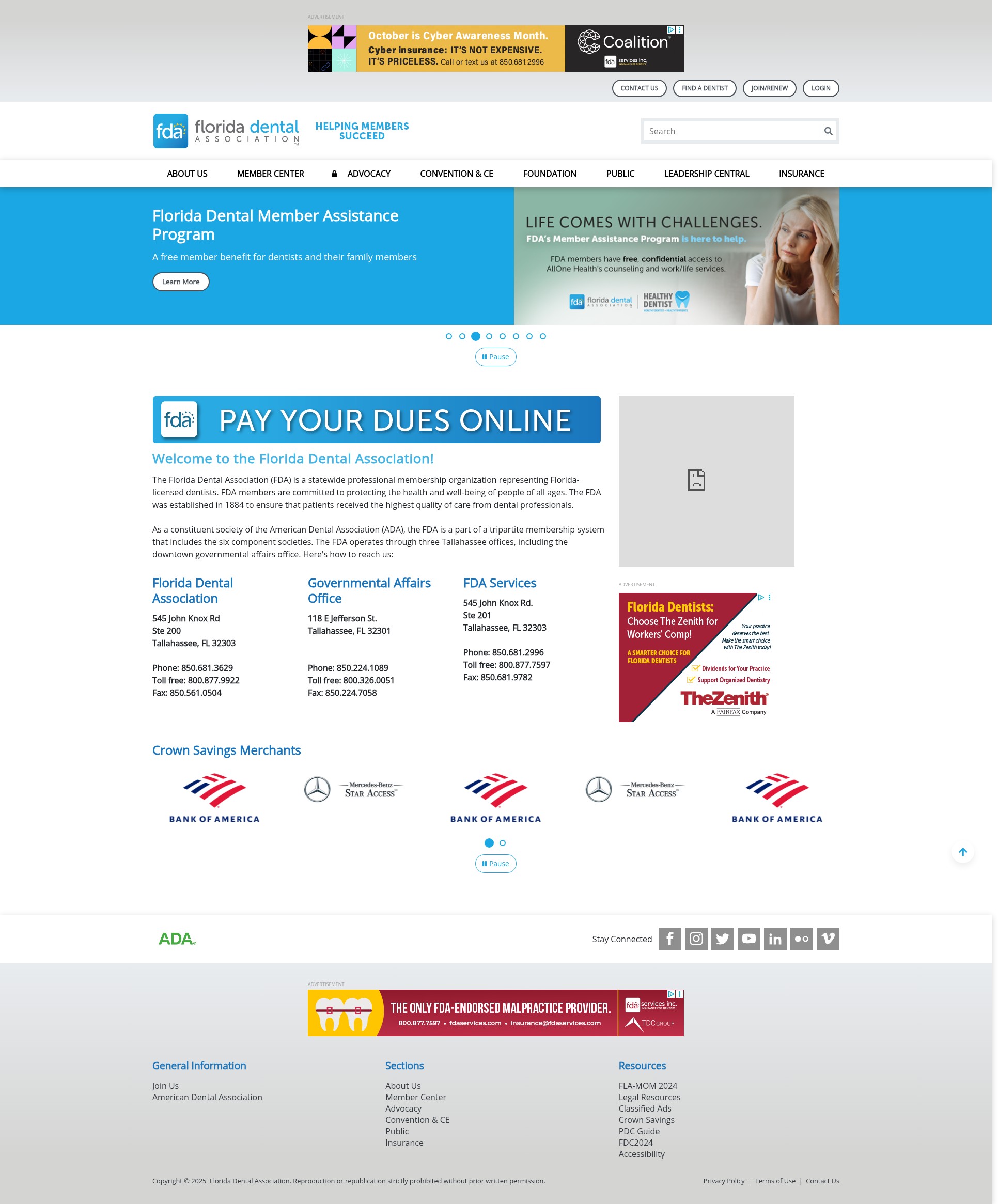 Screenshot of floridadental.org