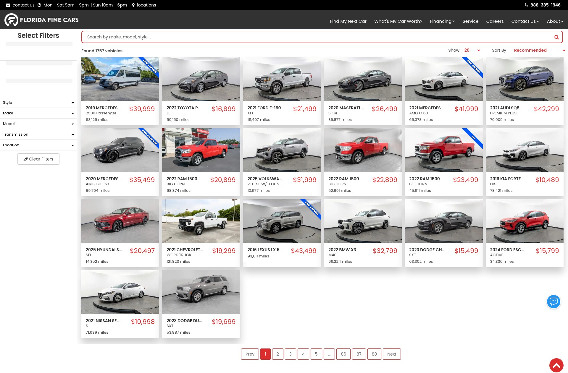 Screenshot of floridafinecars.com