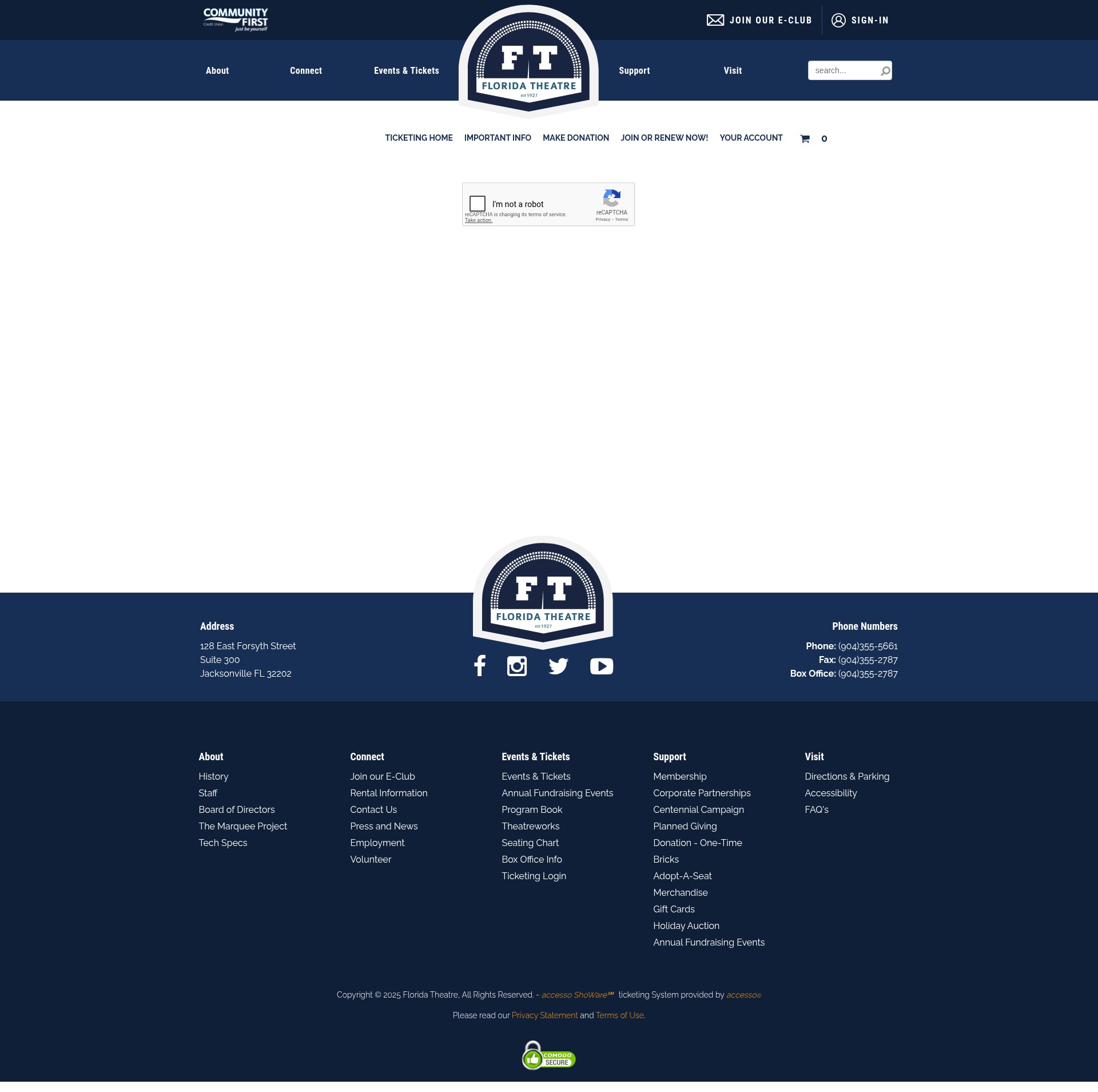 Screenshot of floridatheatre.showare.com