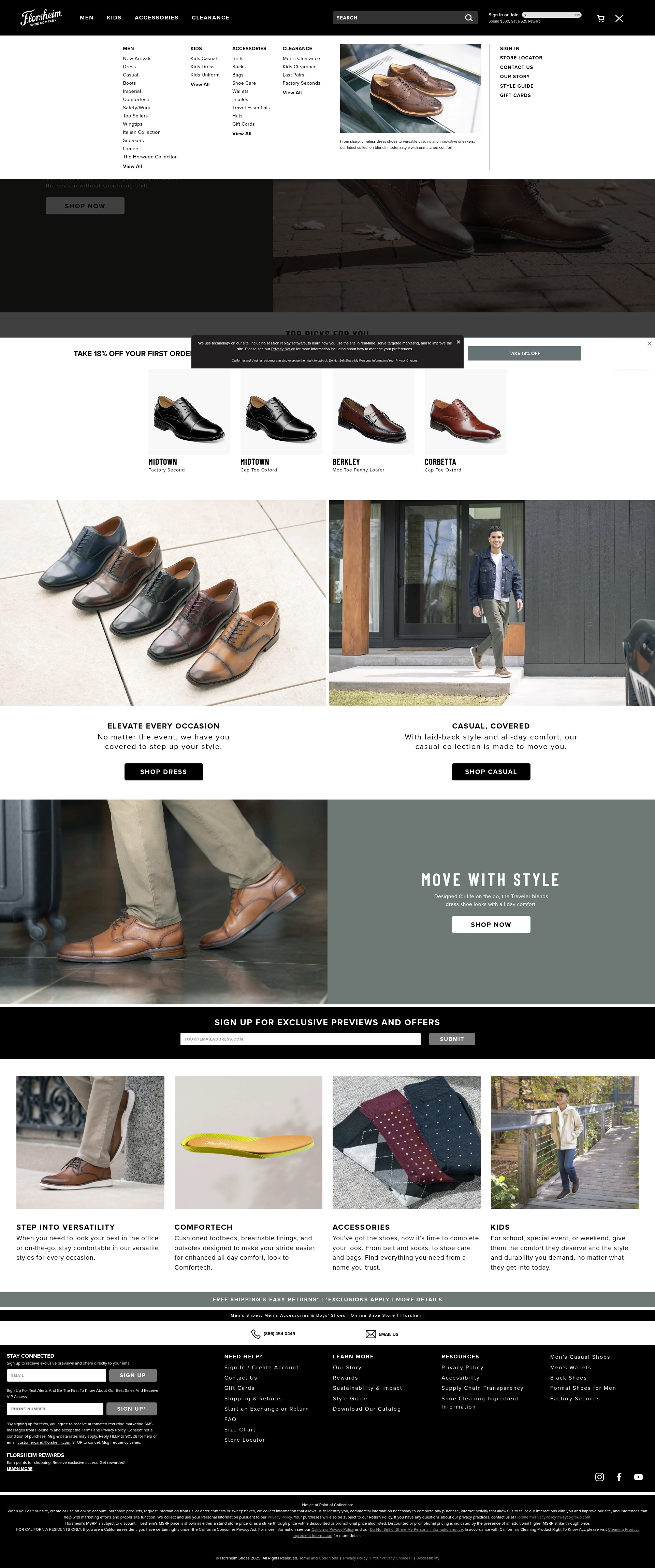 Screenshot of florsheim.com